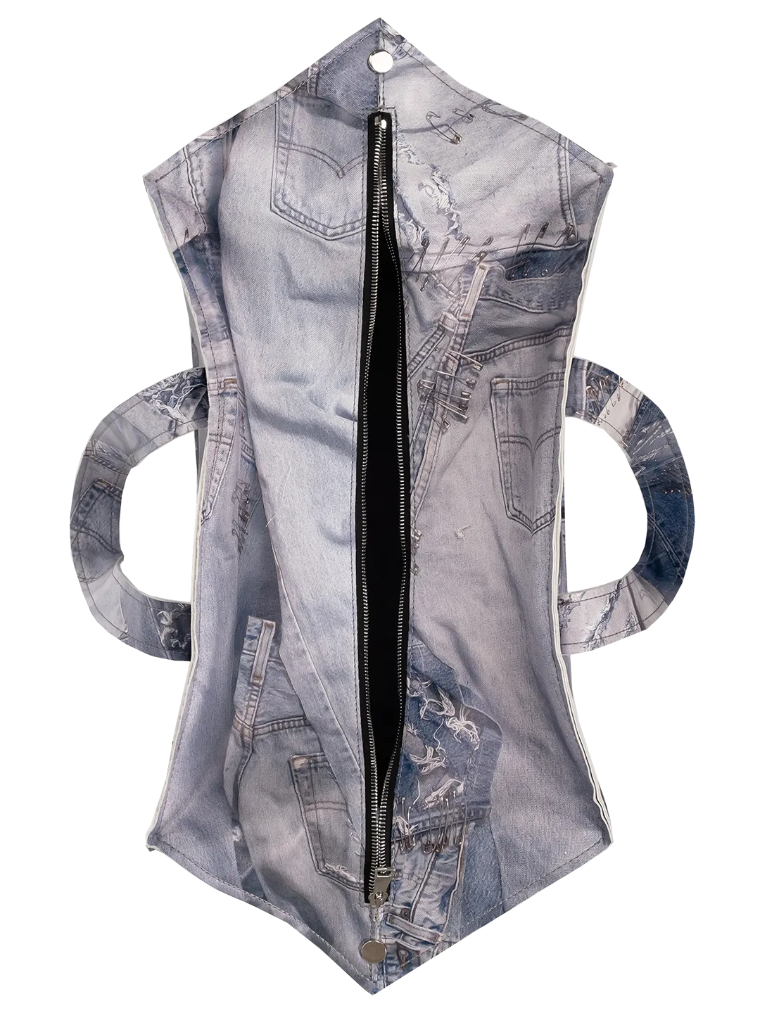 Denim-print Oversized Bag