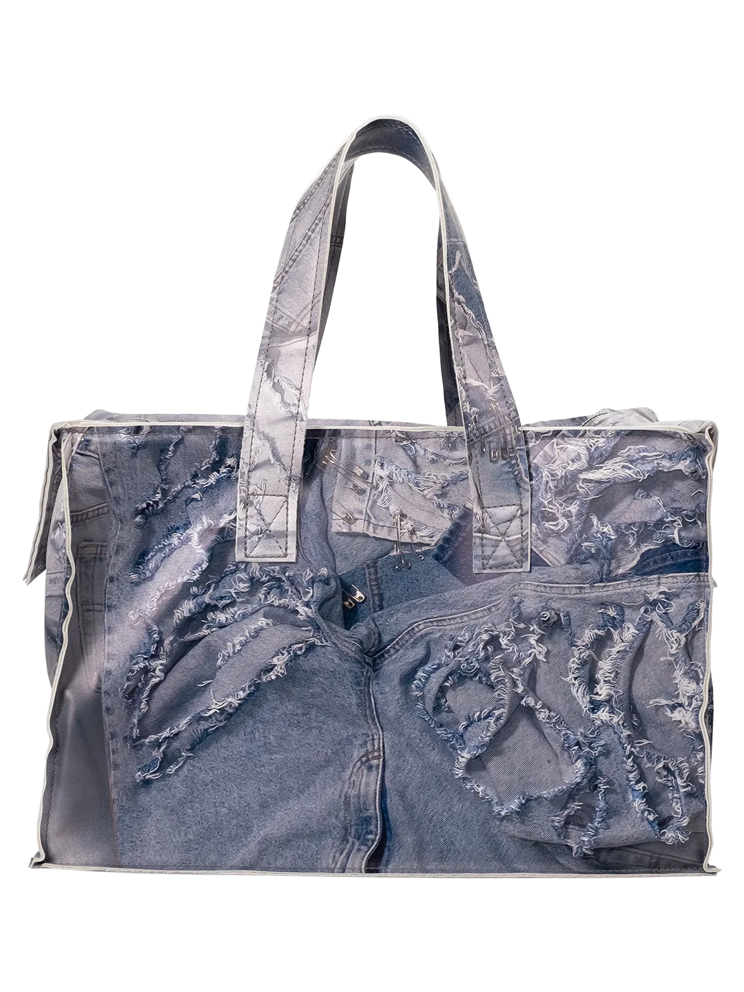 Denim-print Oversized Bag