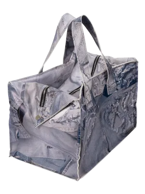 Denim-print Oversized Bag