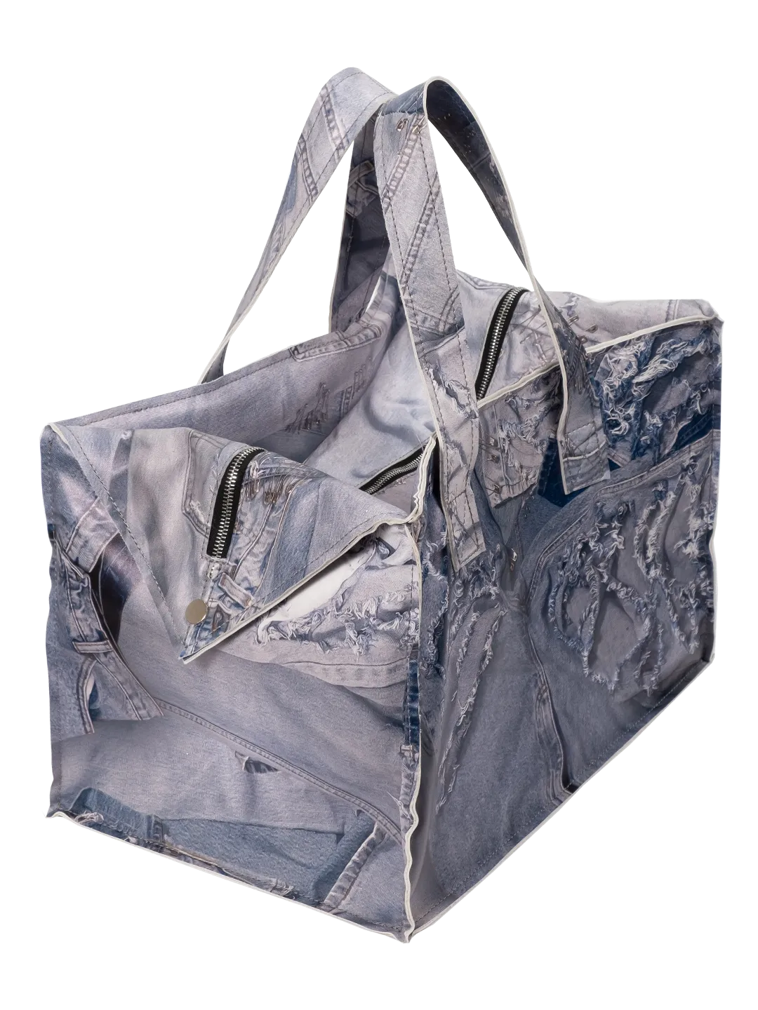 Denim-print Oversized Bag
