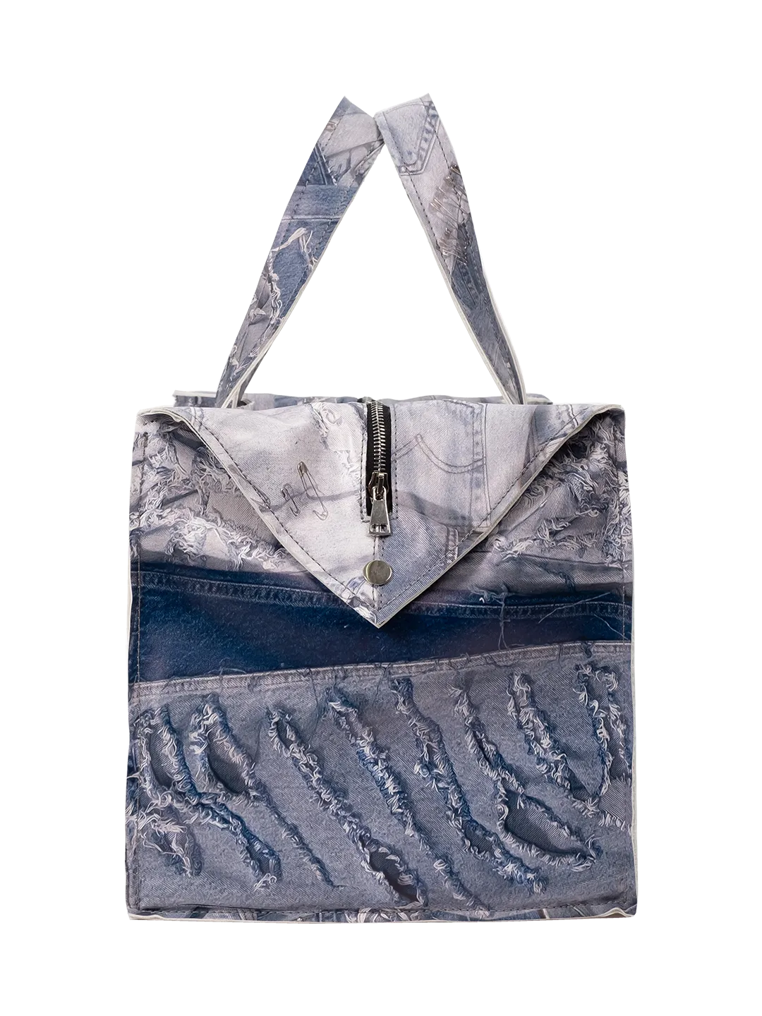 Denim-print Oversized Bag