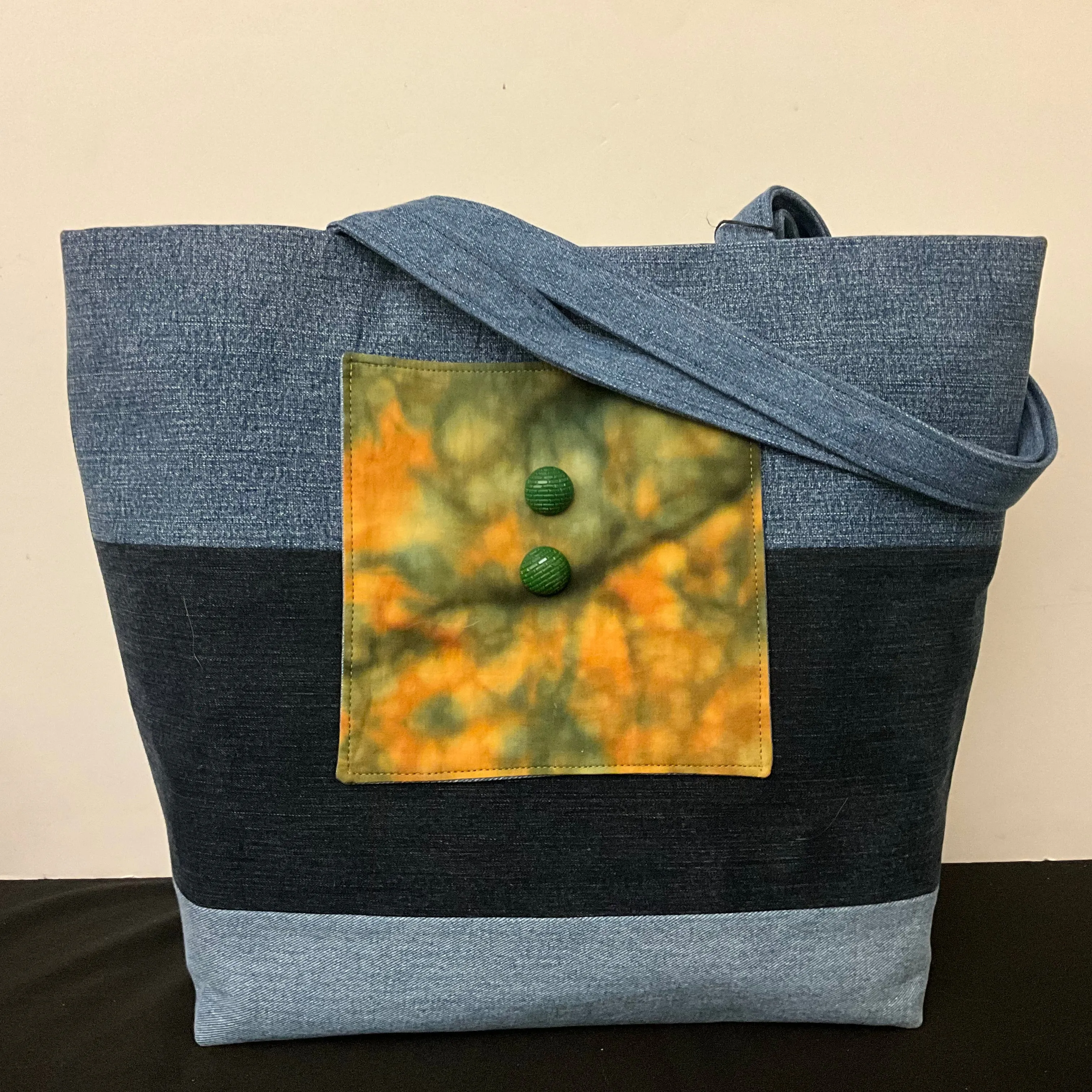 Denim Tote with Vintage Embroidery Detail