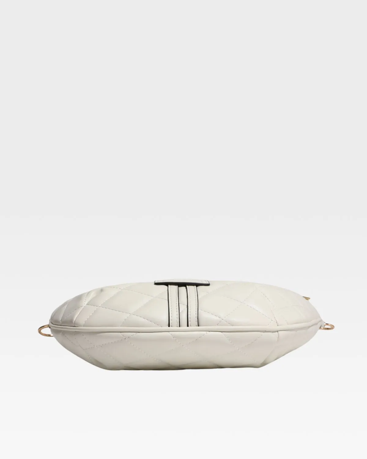 Diamond Stitch Crescent Messenger Bag in Cream White