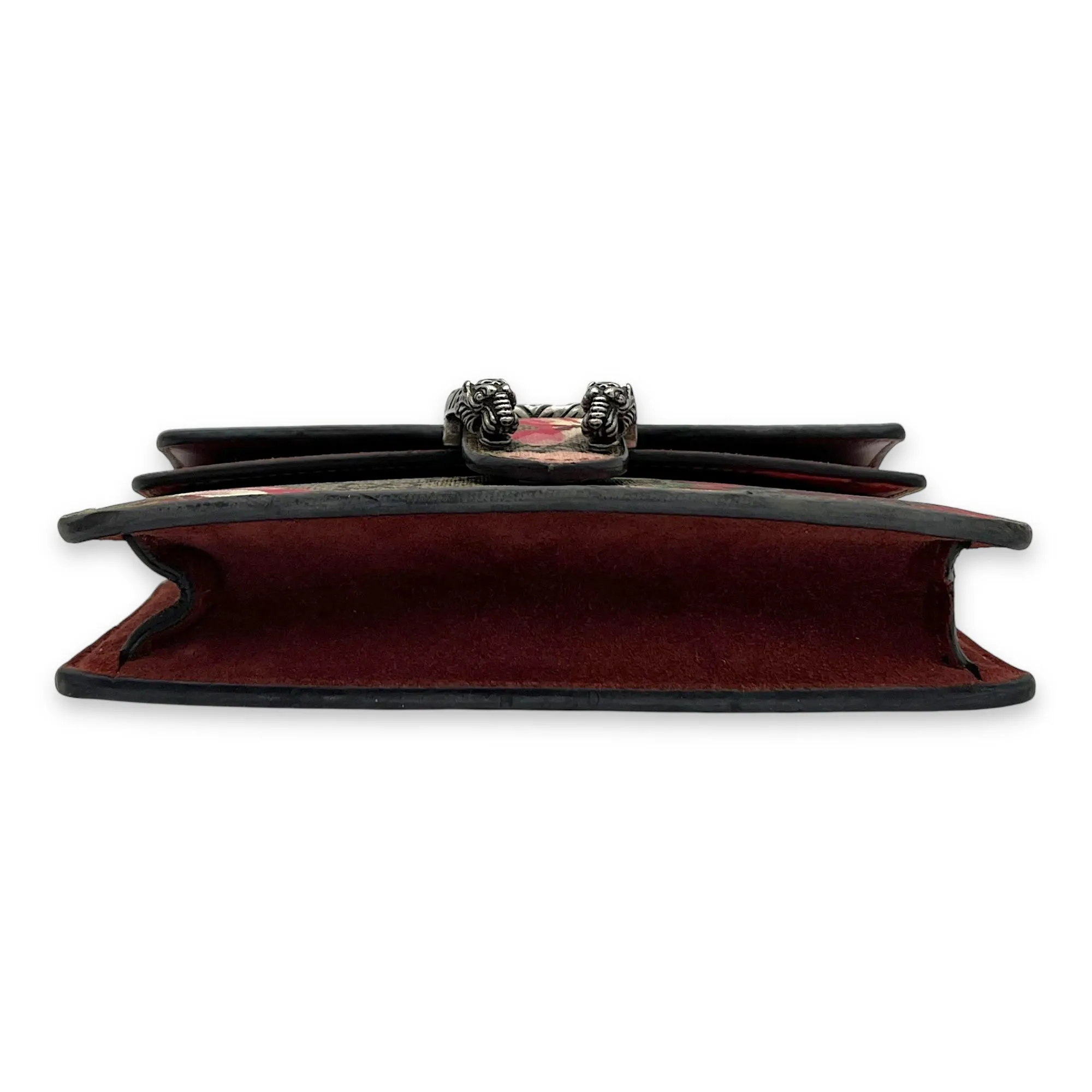 Dionysus Crossbody Bag Super Mini Red in Coated Canvas, Silver hardware