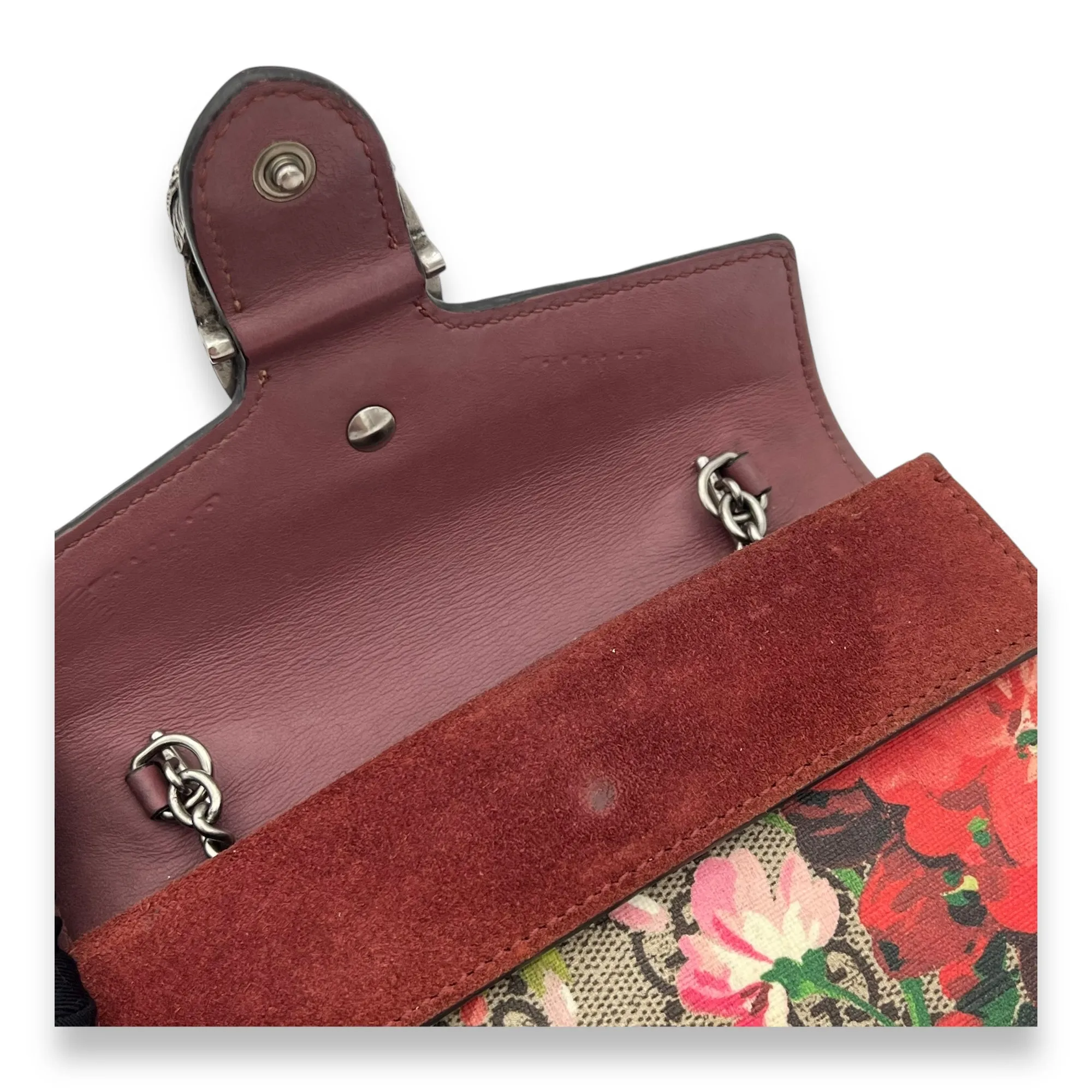 Dionysus Crossbody Bag Super Mini Red in Coated Canvas, Silver hardware