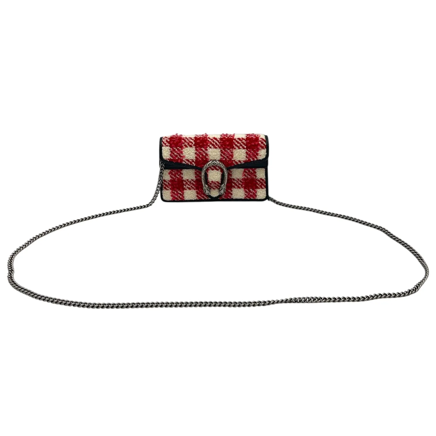 Dionysus Super Mini Red Crossbody Bag in Tweed, Ruthenium hardware