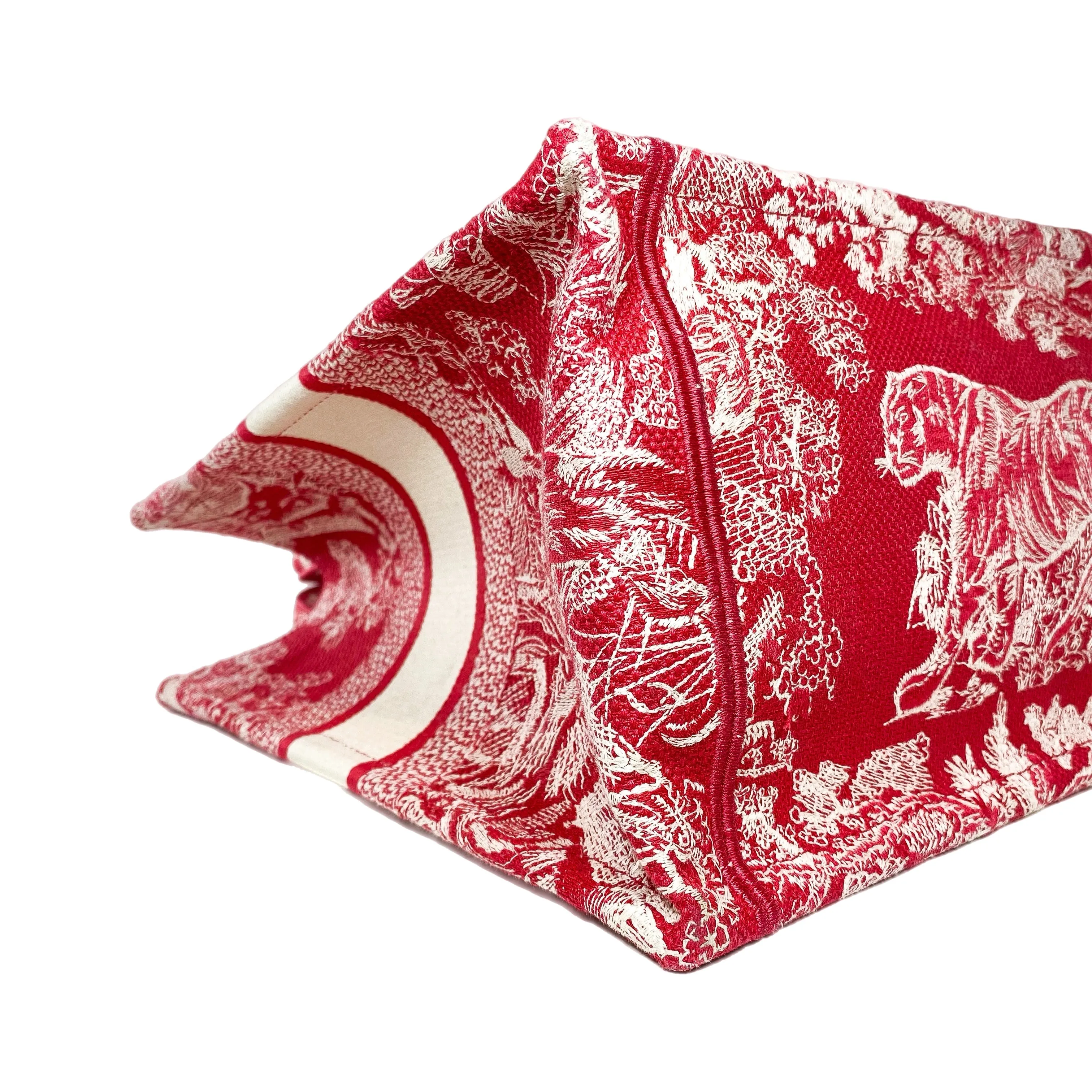 Dior Red Ivory Toile de Jouy Book Tote
