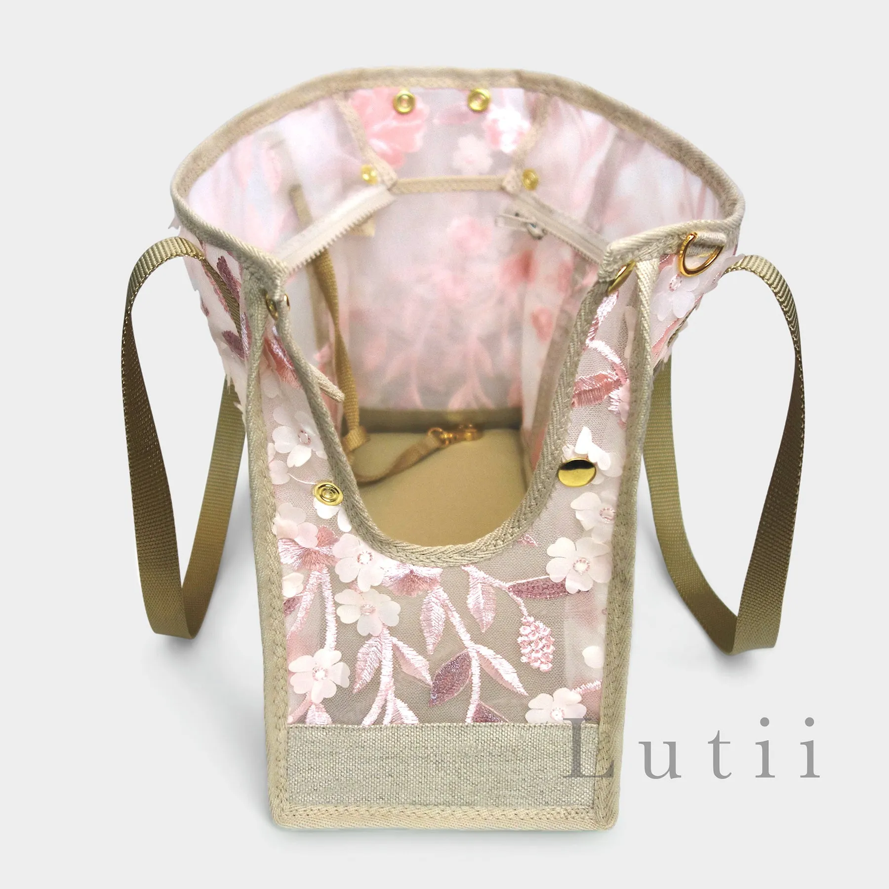 dog carrier, non-overheating, spring/summer lightweight 3D flowered pet tote "SPRING"