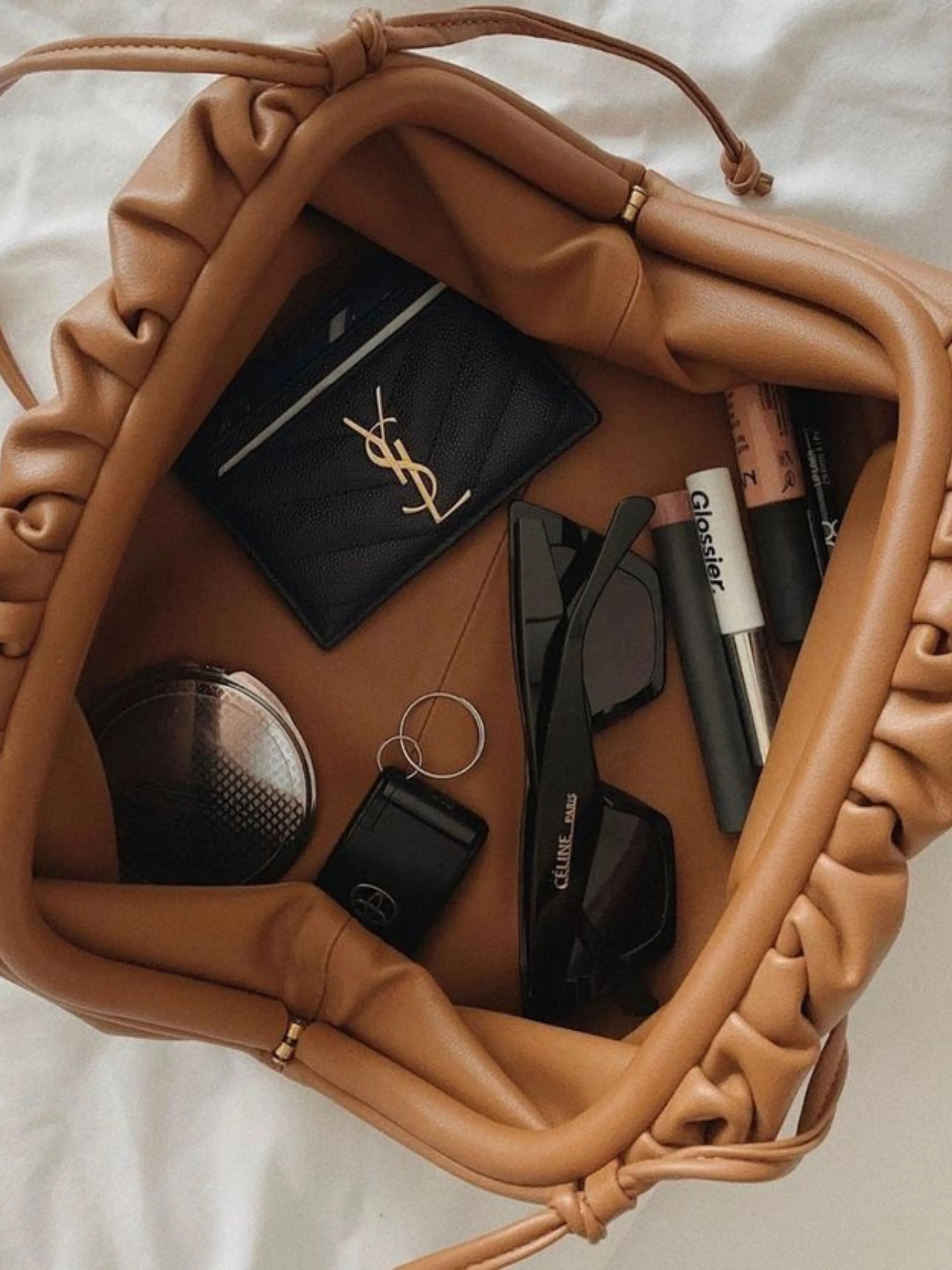 Drawstring Pouch Bag | Faux Leather | Convertible Crossbody Design