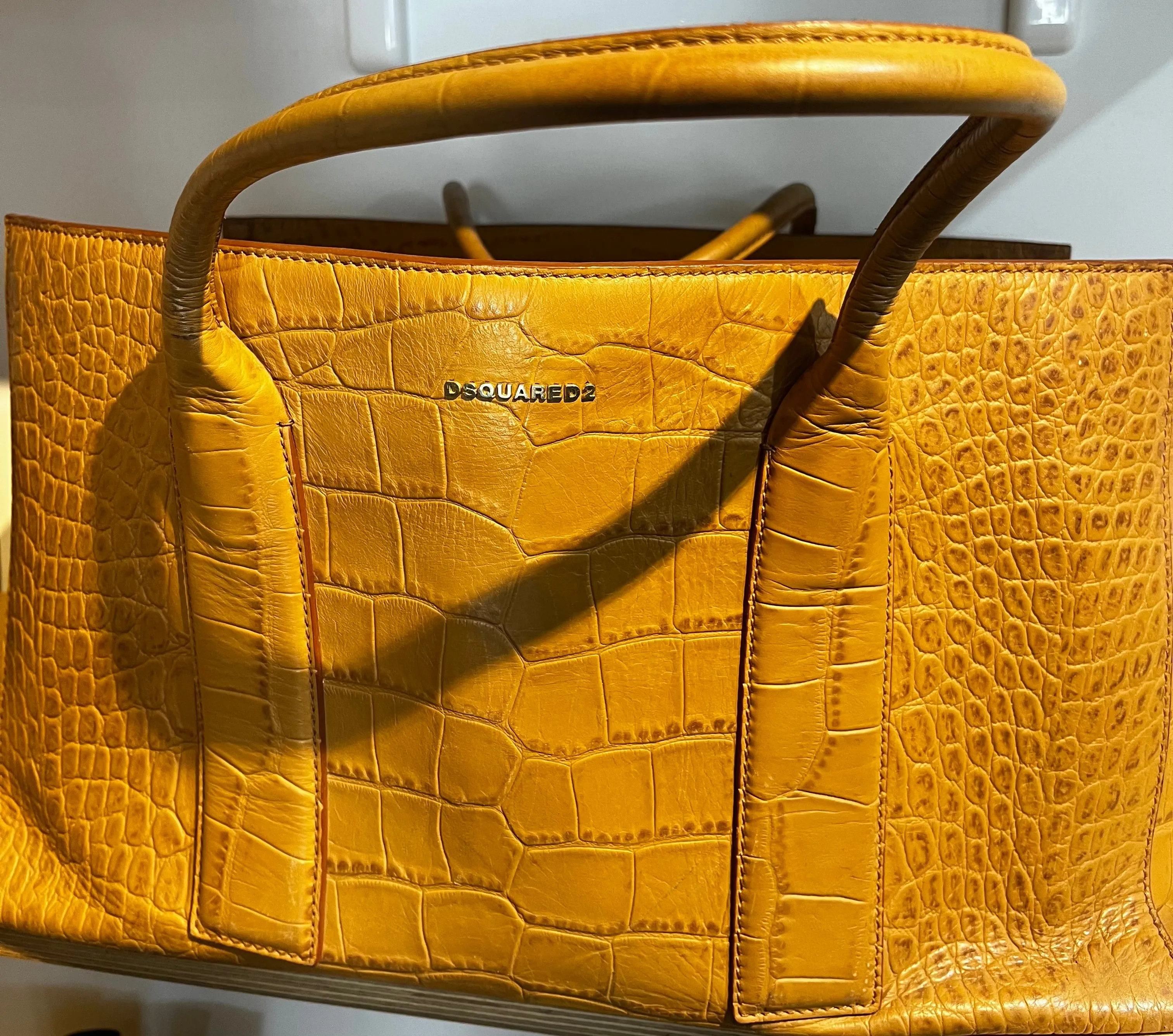 DSquared2 Tan Reptile Embossed Leather Tote