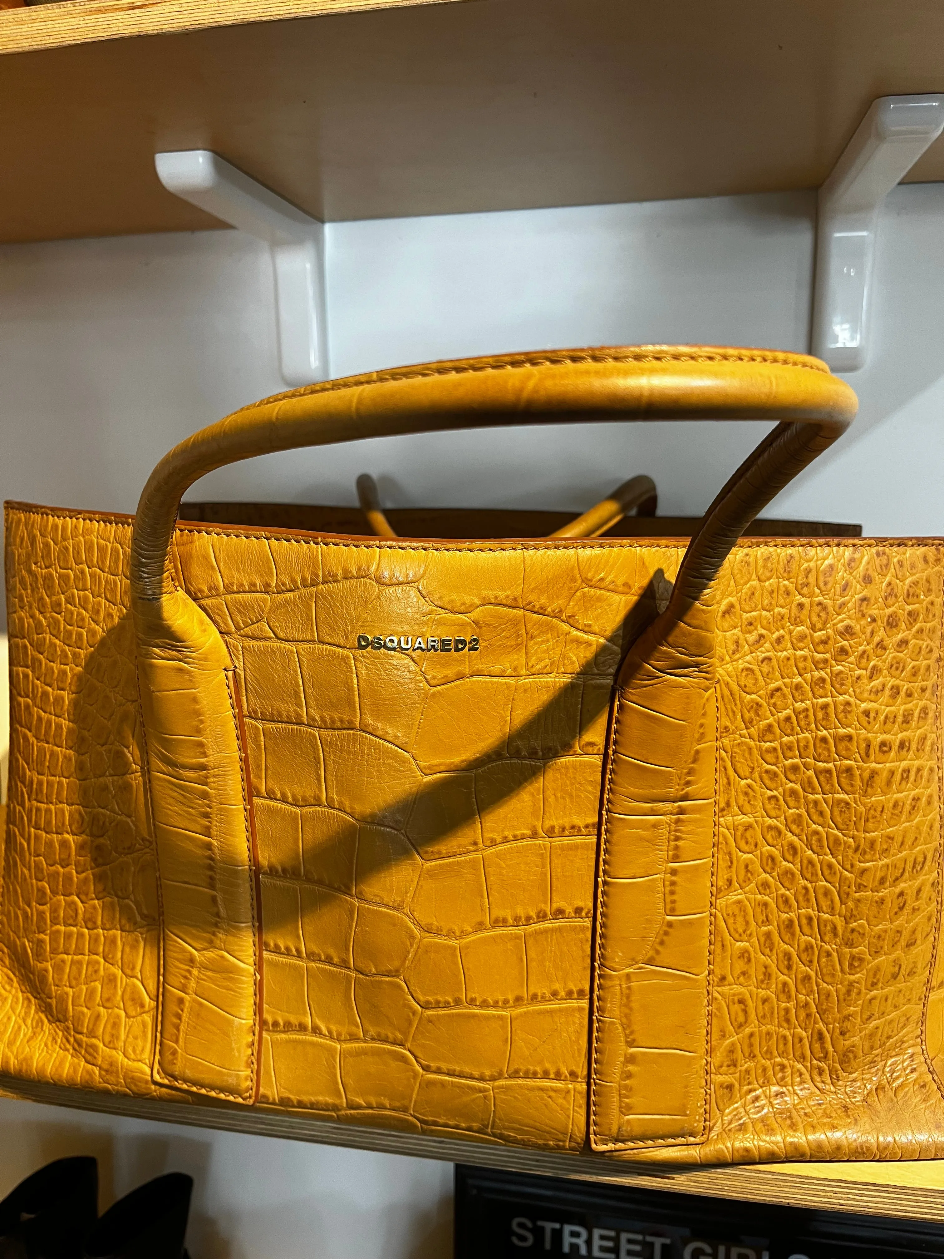 DSquared2 Tan Reptile Embossed Leather Tote