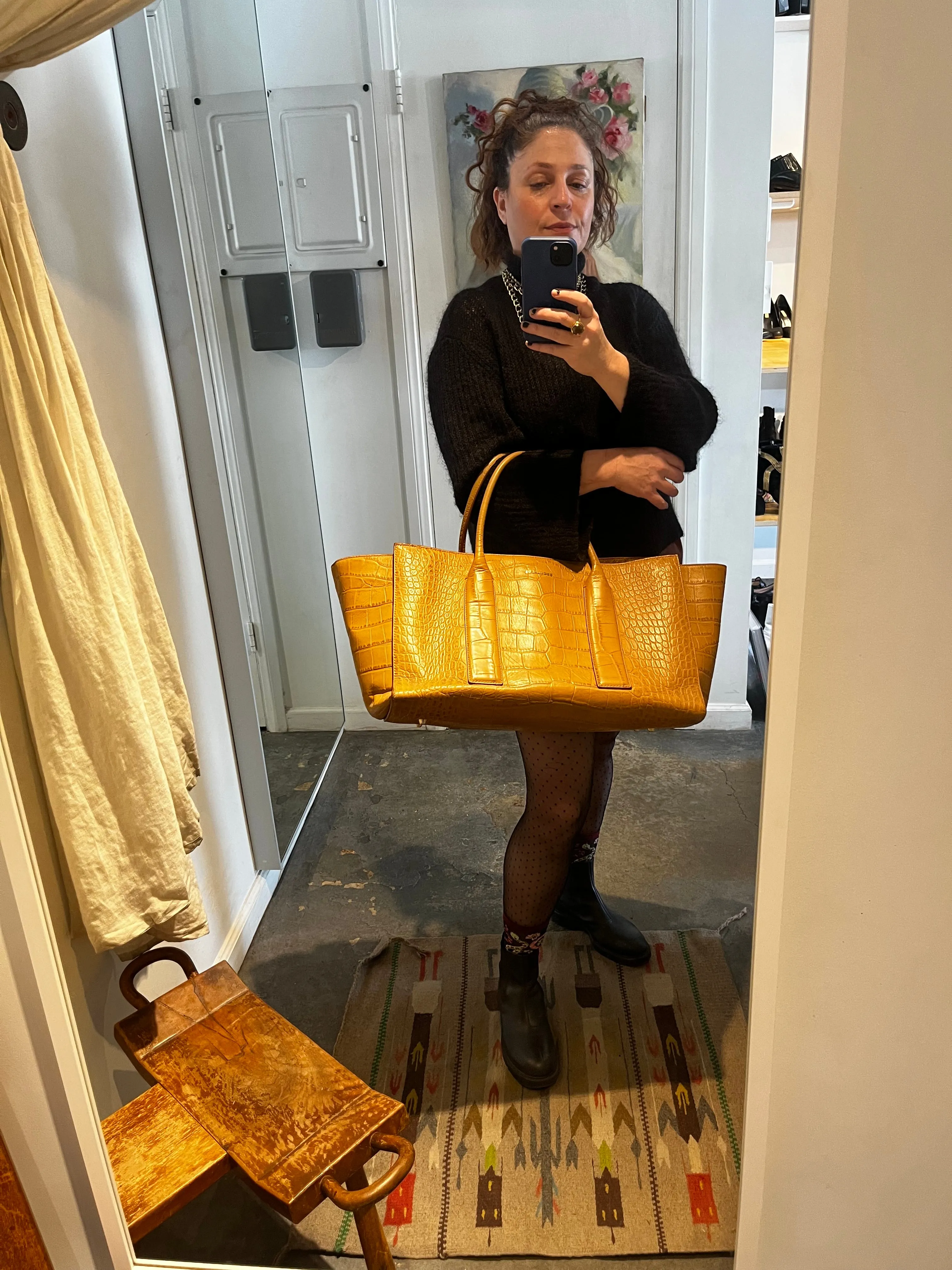 DSquared2 Tan Reptile Embossed Leather Tote