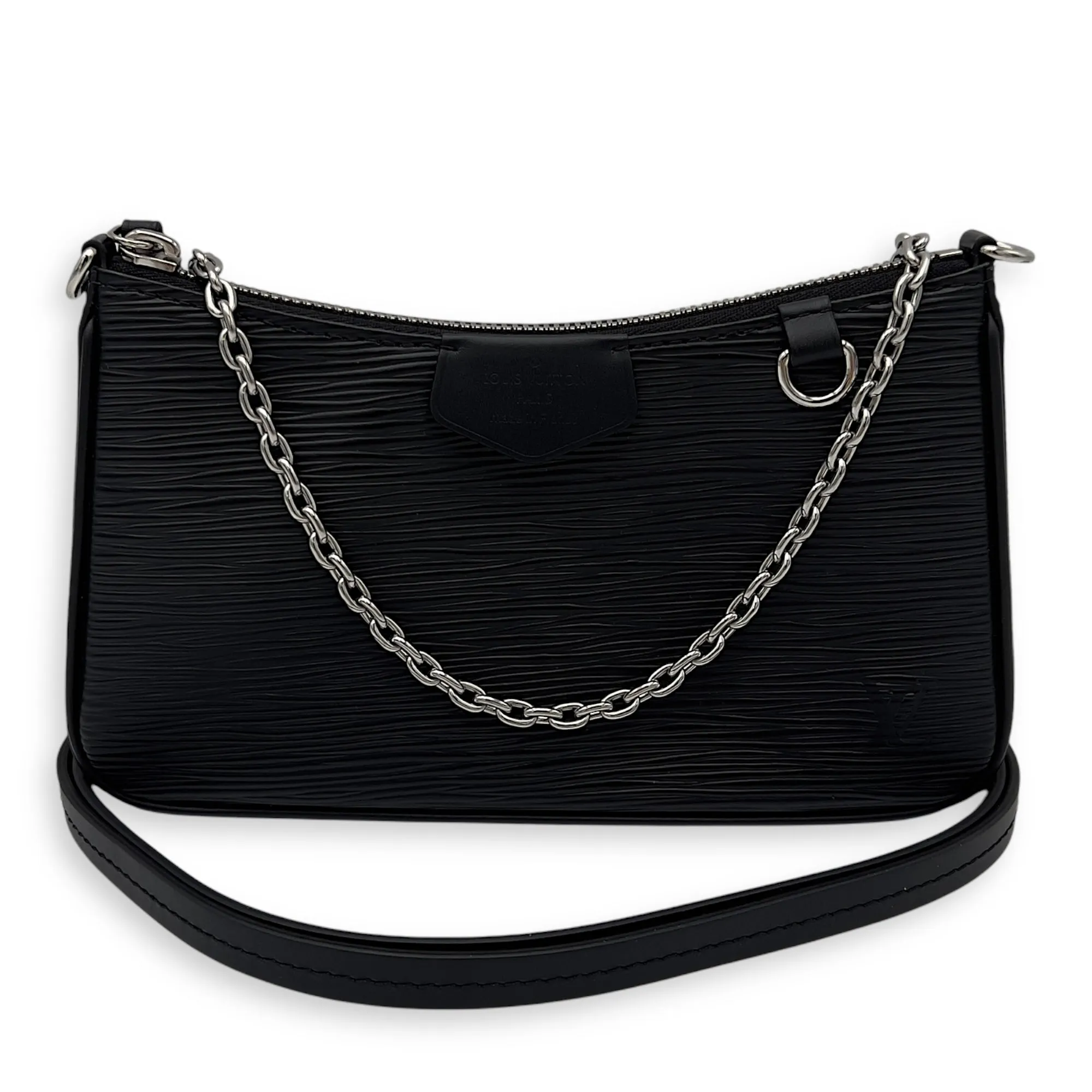 Easy Pouch Crossbody Bag Black in Epi Leather, Silver hardware
