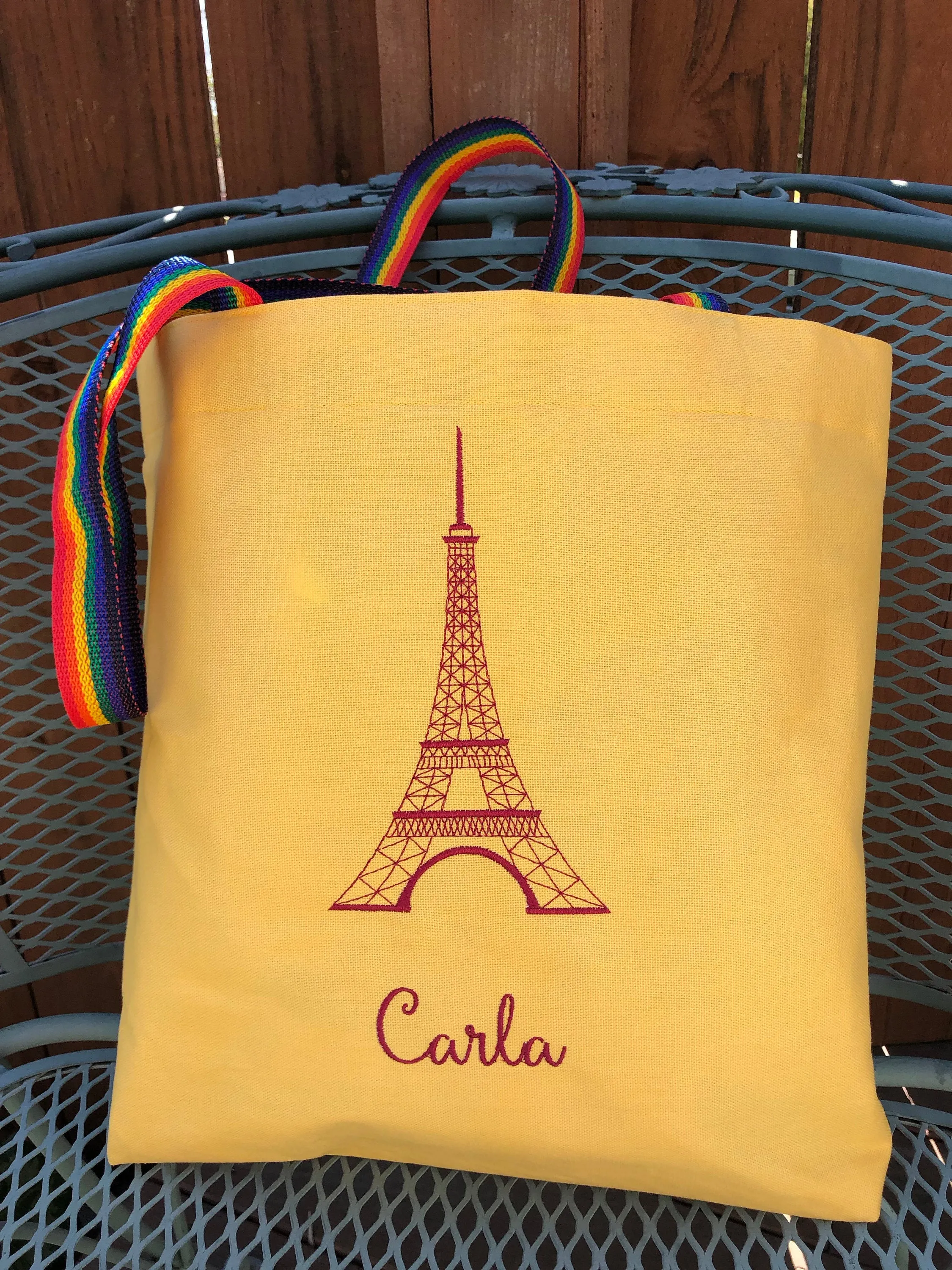 Eiffel Tower Embroidered Tote Bag | stitchywoman.net