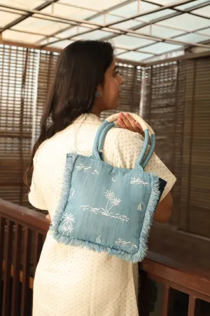 Embroidered Denim Hand Bag for Women