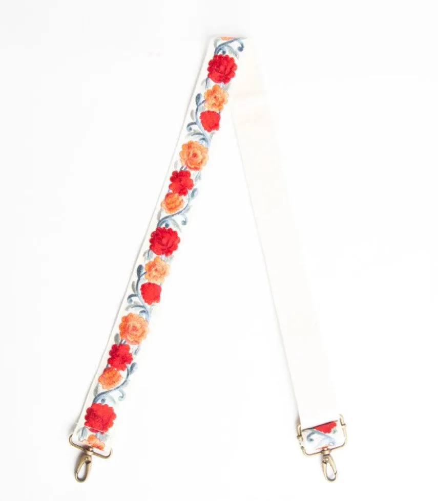 Embroidered Floral Crossbody Strap