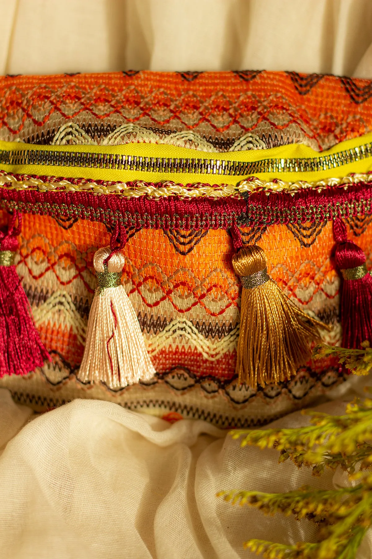Embroidered Tassel Colourful Bum Bag