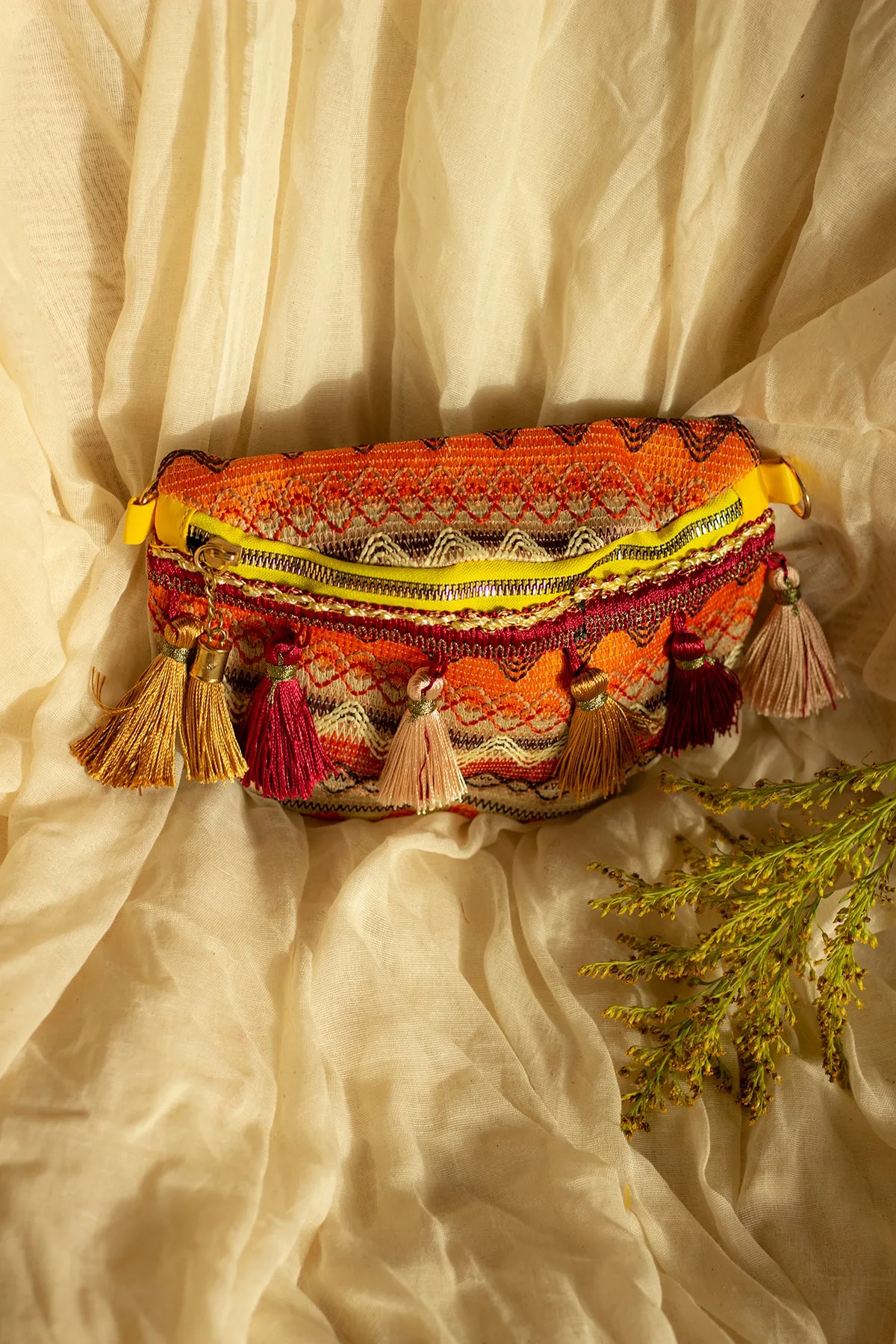 Embroidered Tassel Colourful Bum Bag