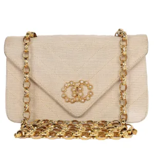 Envelope Front Flap Beige Fabric Cross body Bag