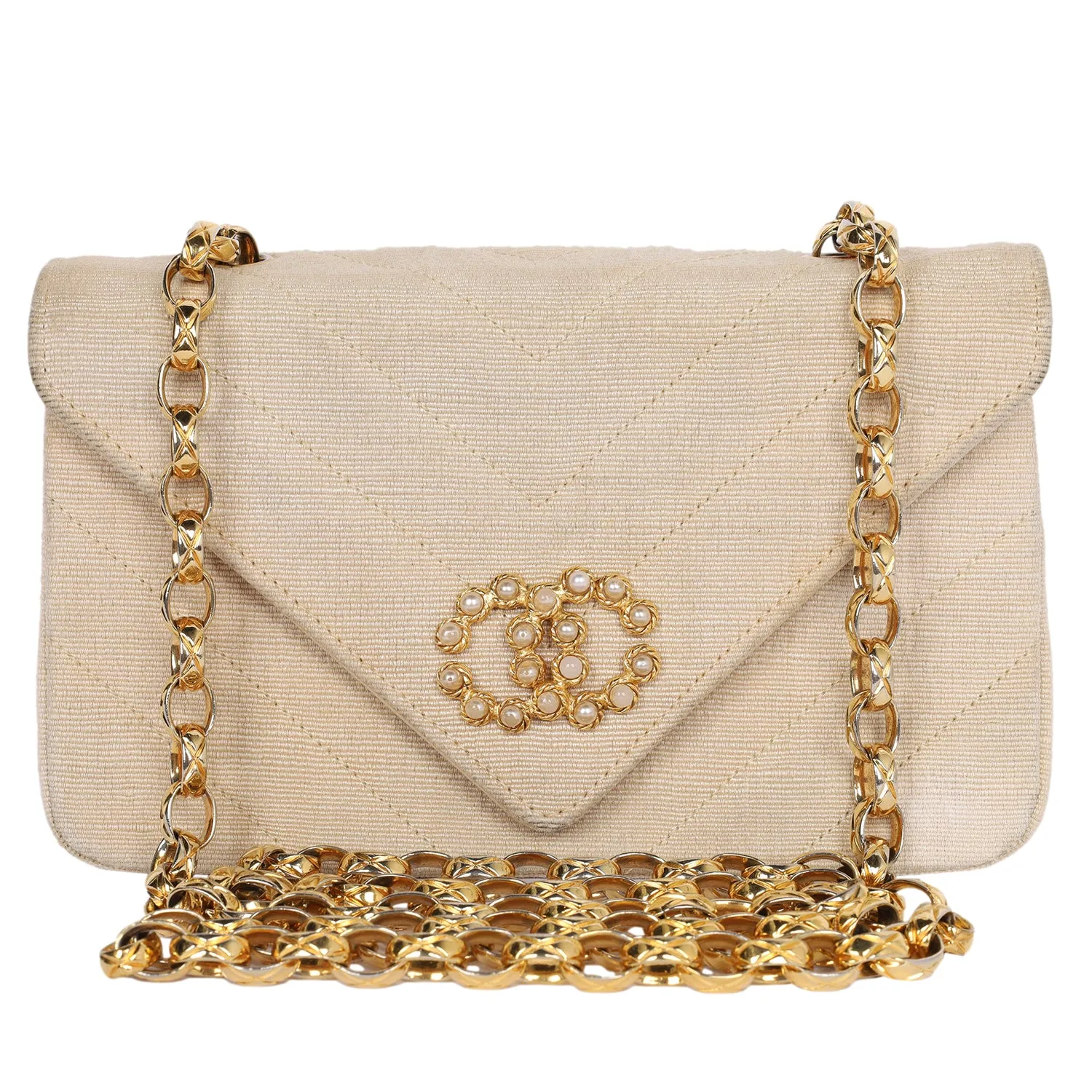 Envelope Front Flap Beige Fabric Cross body Bag