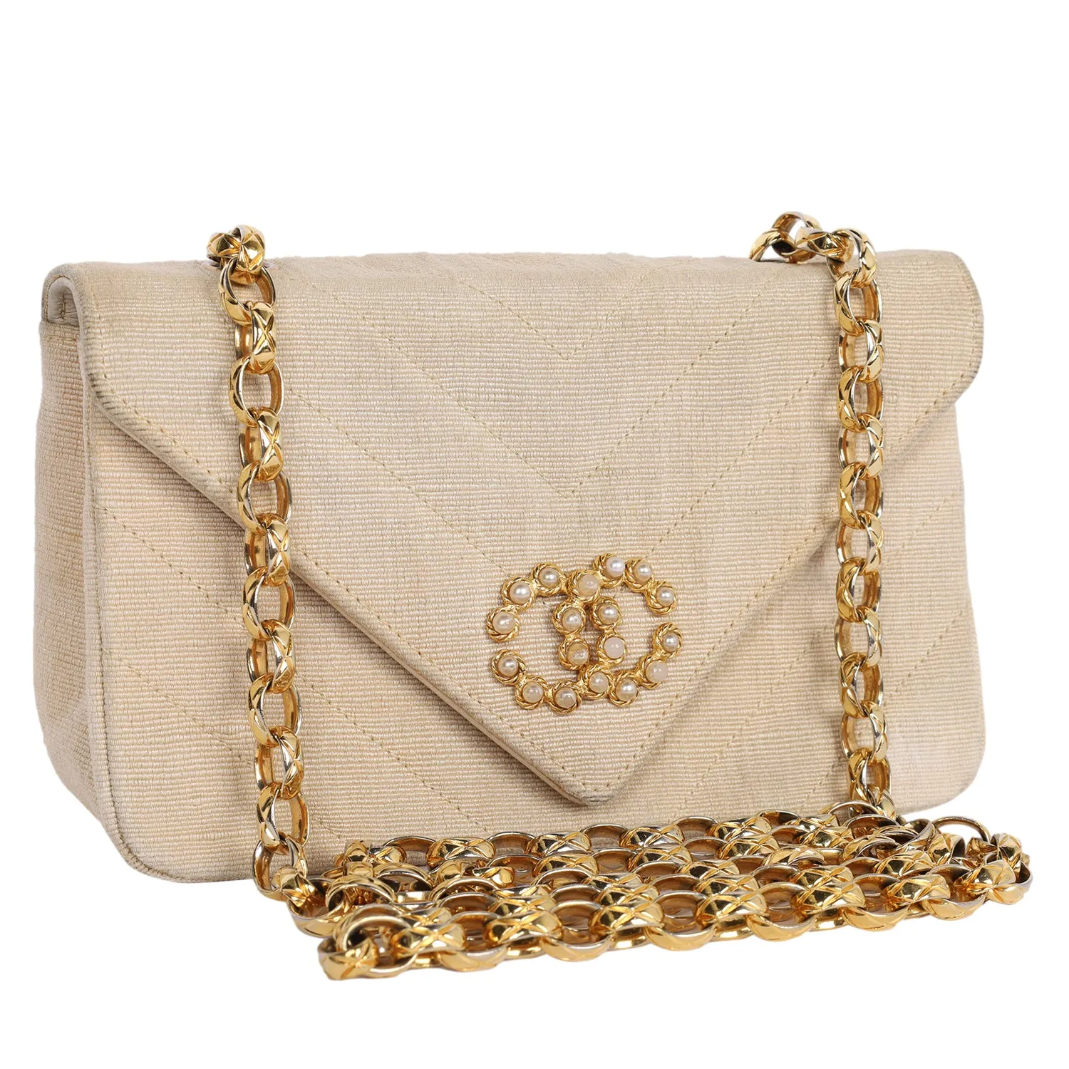 Envelope Front Flap Beige Fabric Cross body Bag