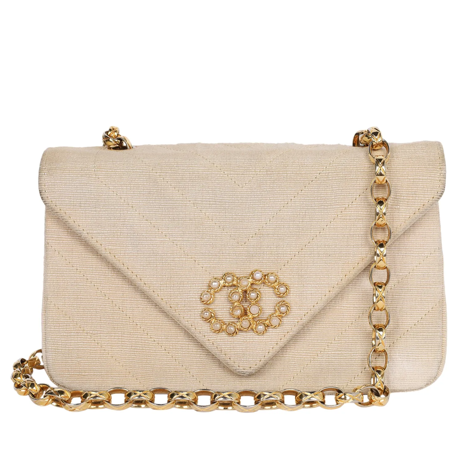 Envelope Front Flap Beige Fabric Cross body Bag