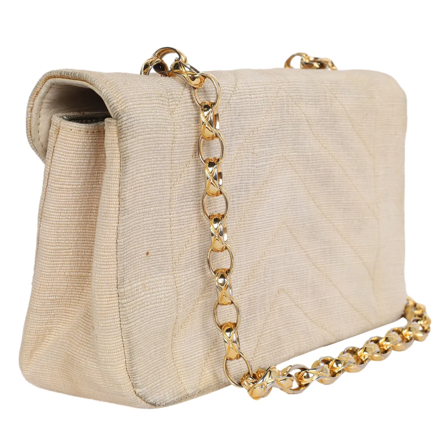 Envelope Front Flap Beige Fabric Cross body Bag