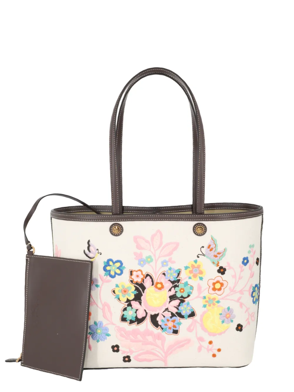 Etro Embroidered Tote Bag in Multi Beige
