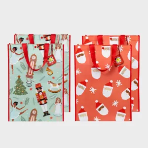 Extra Large Holiday Bundle | Reusable Gift Bag   QR Greeting Card | 4 Pieces
