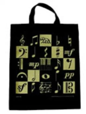 EXTRA LARGE TOTEBAG MUSIC MOTIF BLACK & GOLD