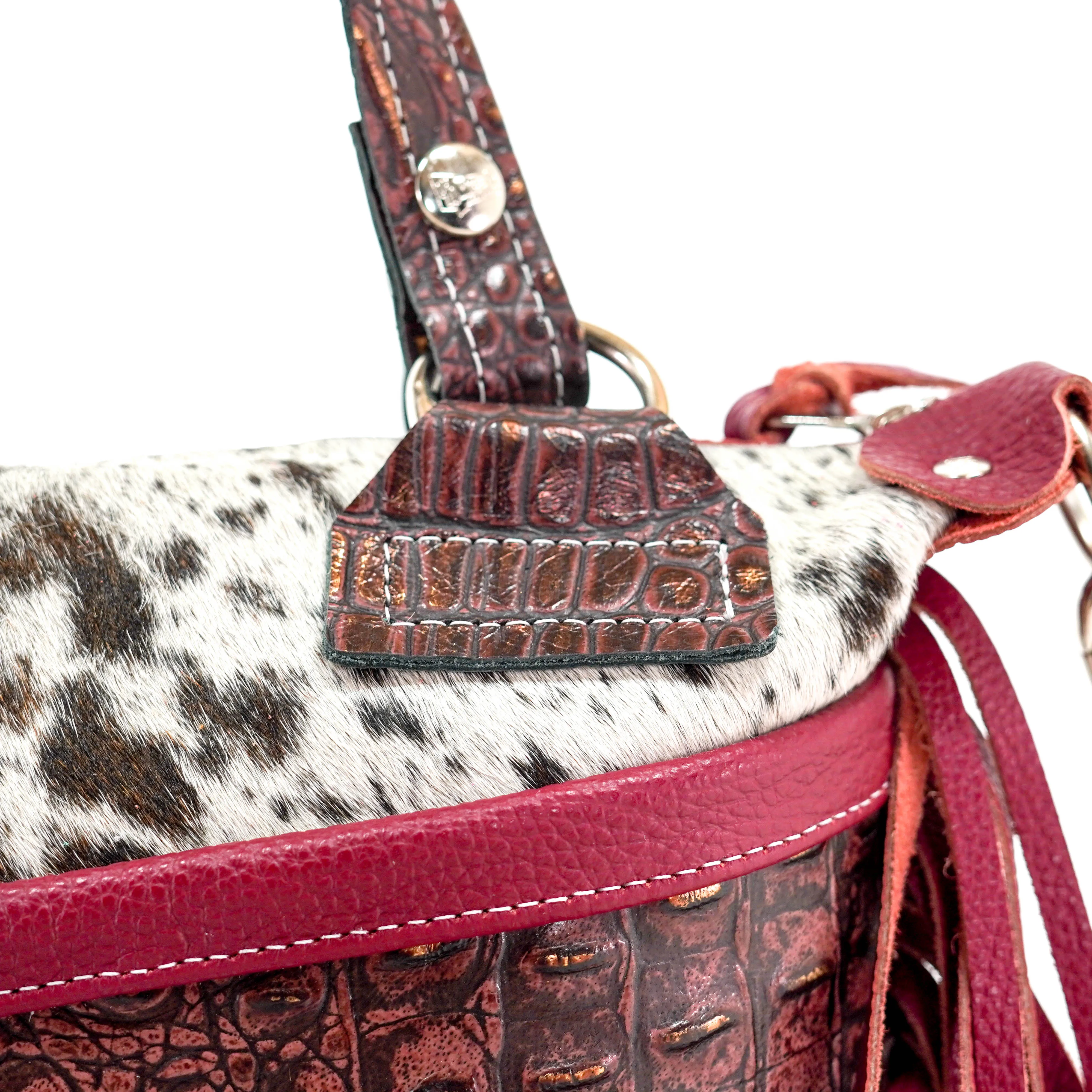 Fancy Annie - Black & White w/ Burgundy Croc
