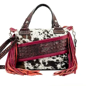 Fancy Annie - Black & White w/ Burgundy Croc