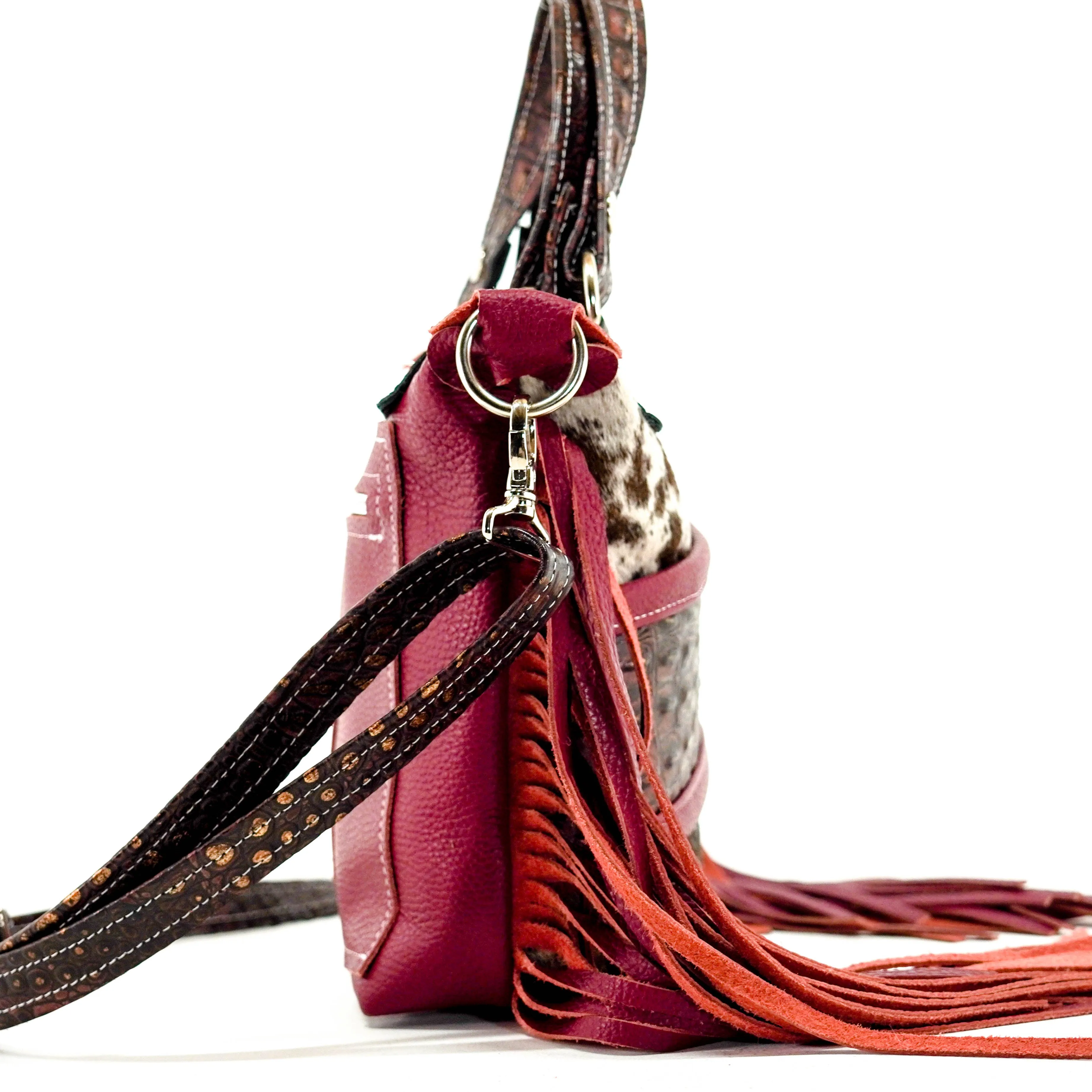 Fancy Annie - Black & White w/ Burgundy Croc