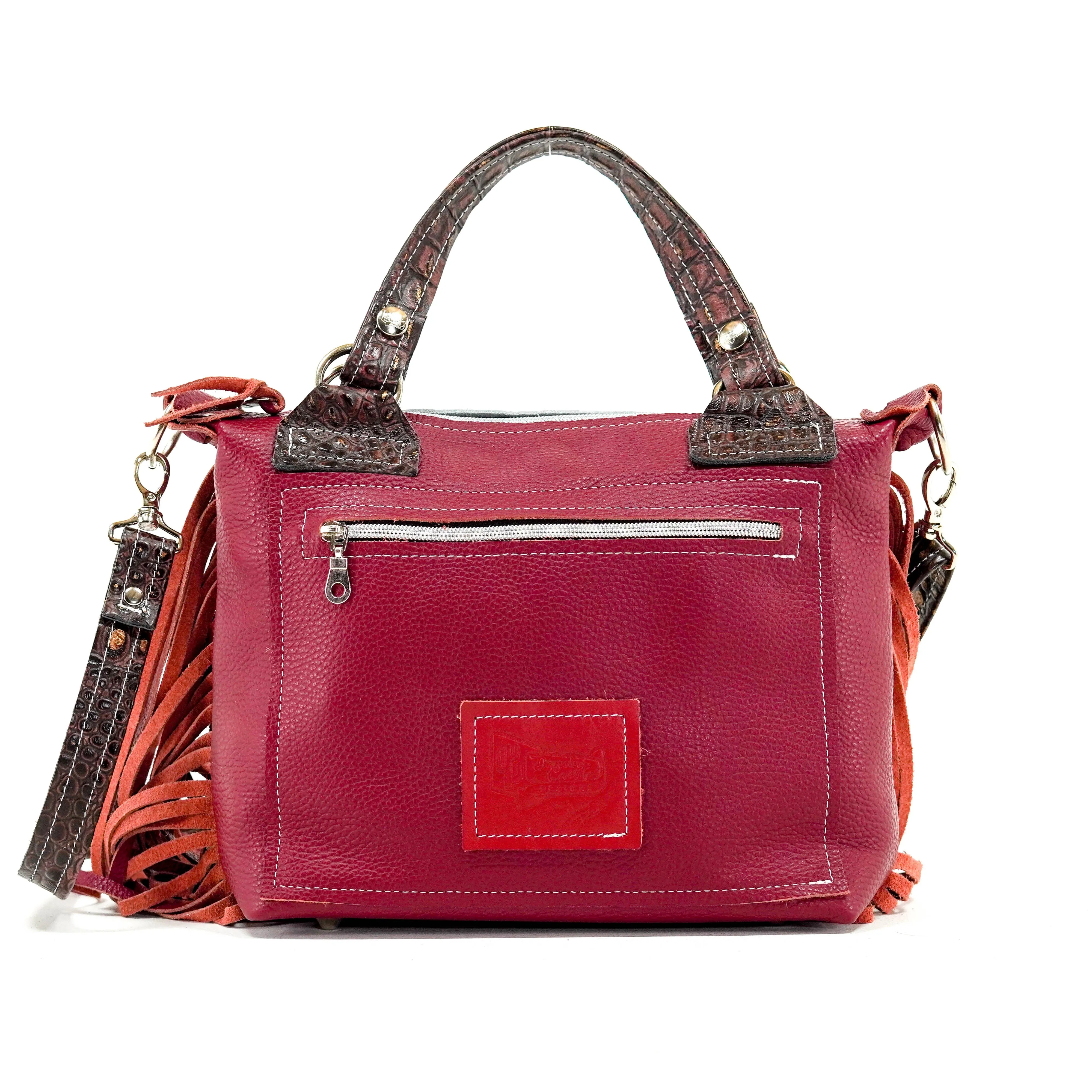 Fancy Annie - Black & White w/ Burgundy Croc