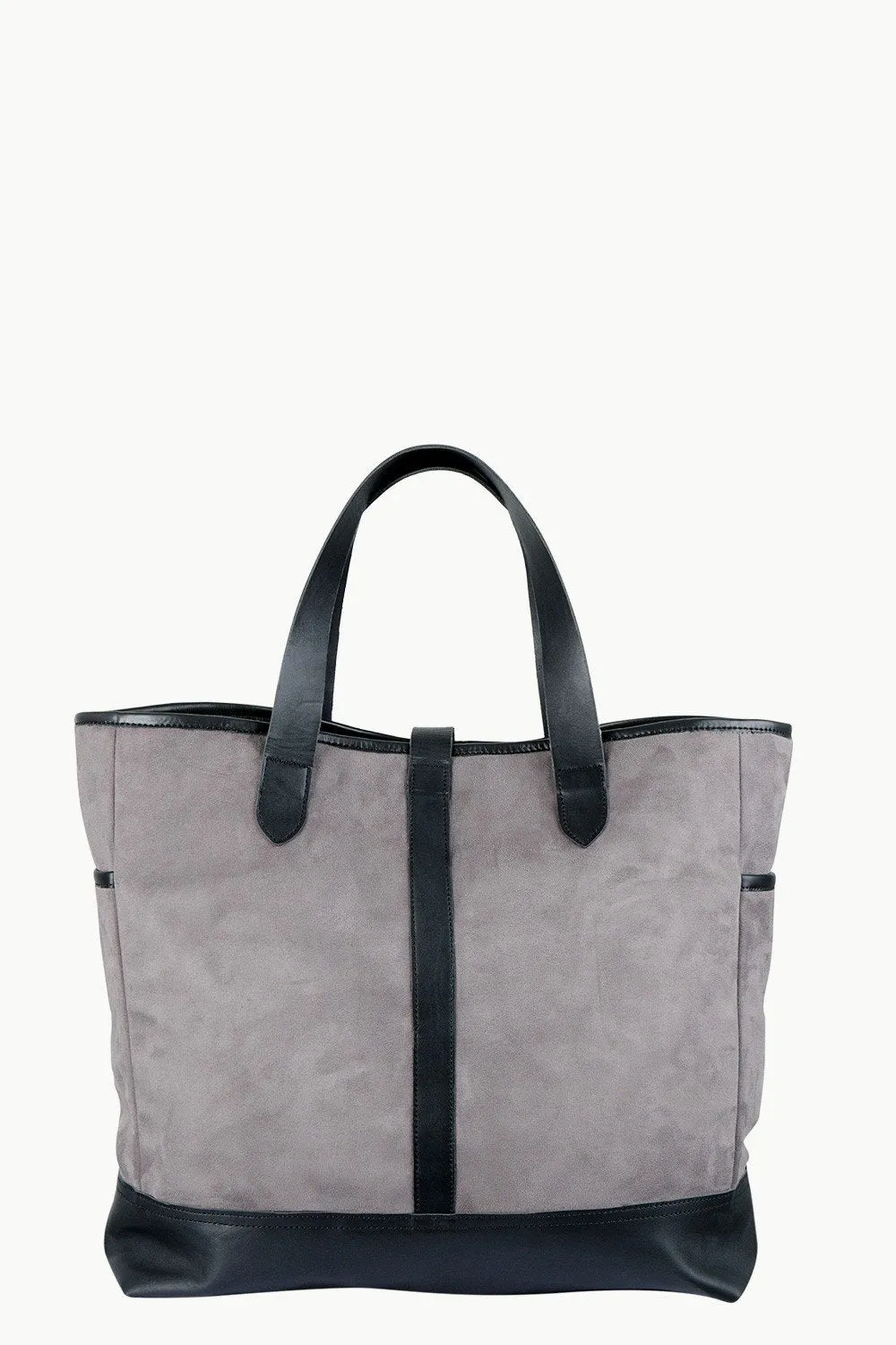 Faux Leather Detail Suede Tote Bag