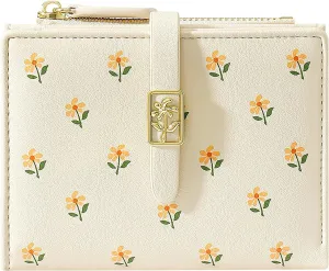 Faux Leather Women's Off White Wallet With 1 Zipper Coin Pocket