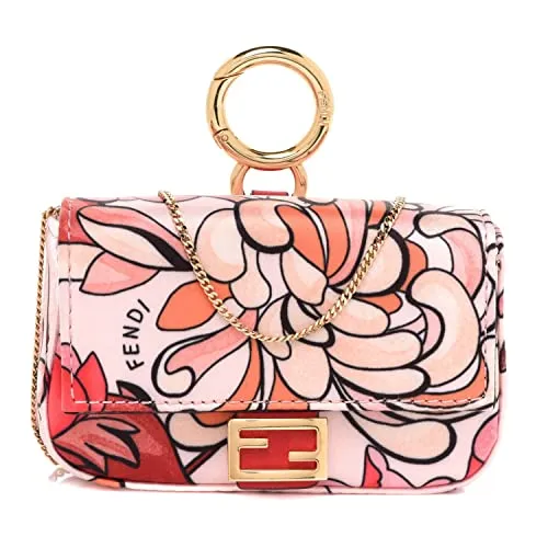 Fendi Baguette Pink Satin Floral Nano Bag Charm Crossbody 7AR844