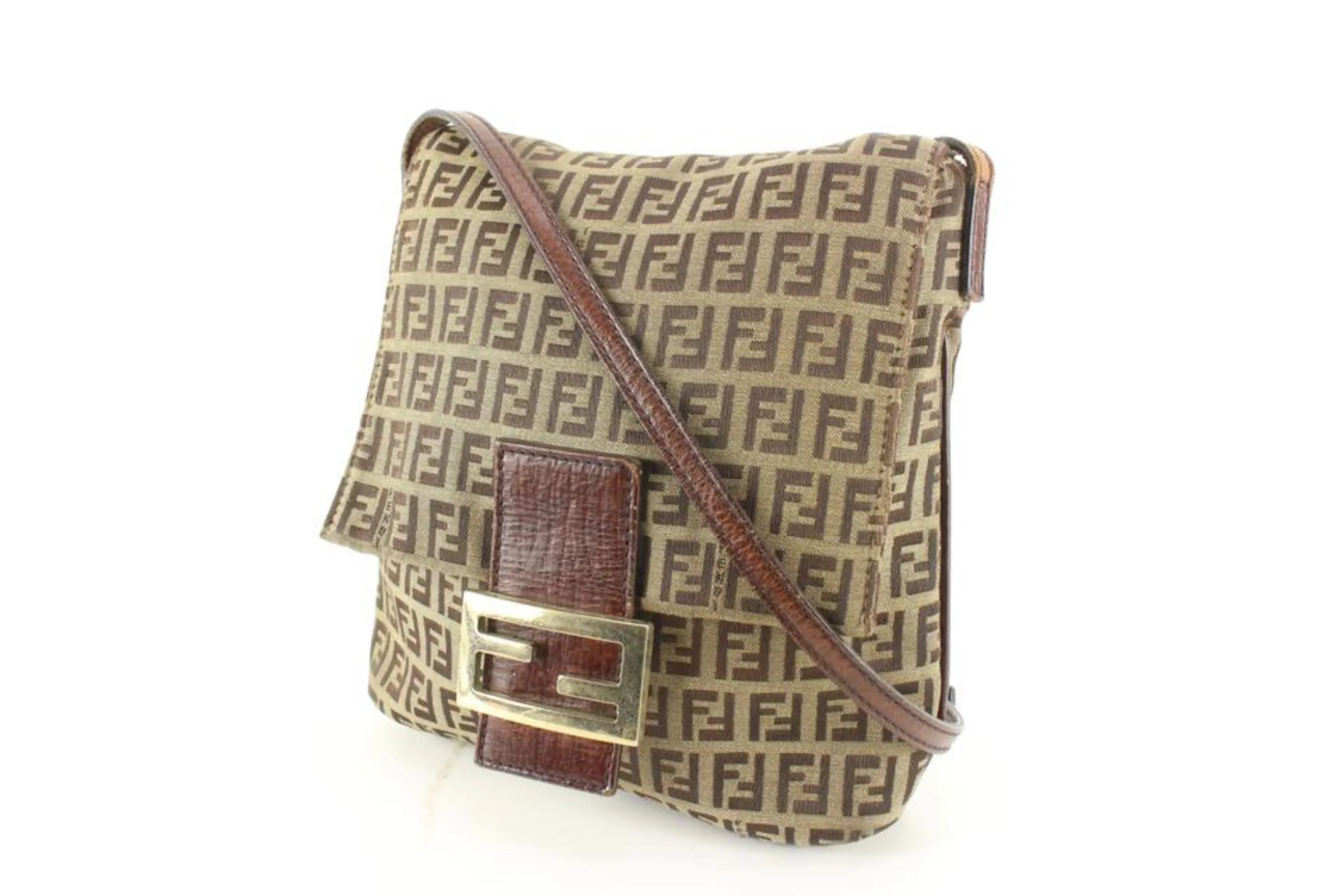 Fendi Brown Monogram FF Zucchino Mamma Crossbody 53f628s