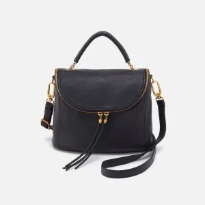 Fern Top Handle Satchel In Pebbled Leather - Black