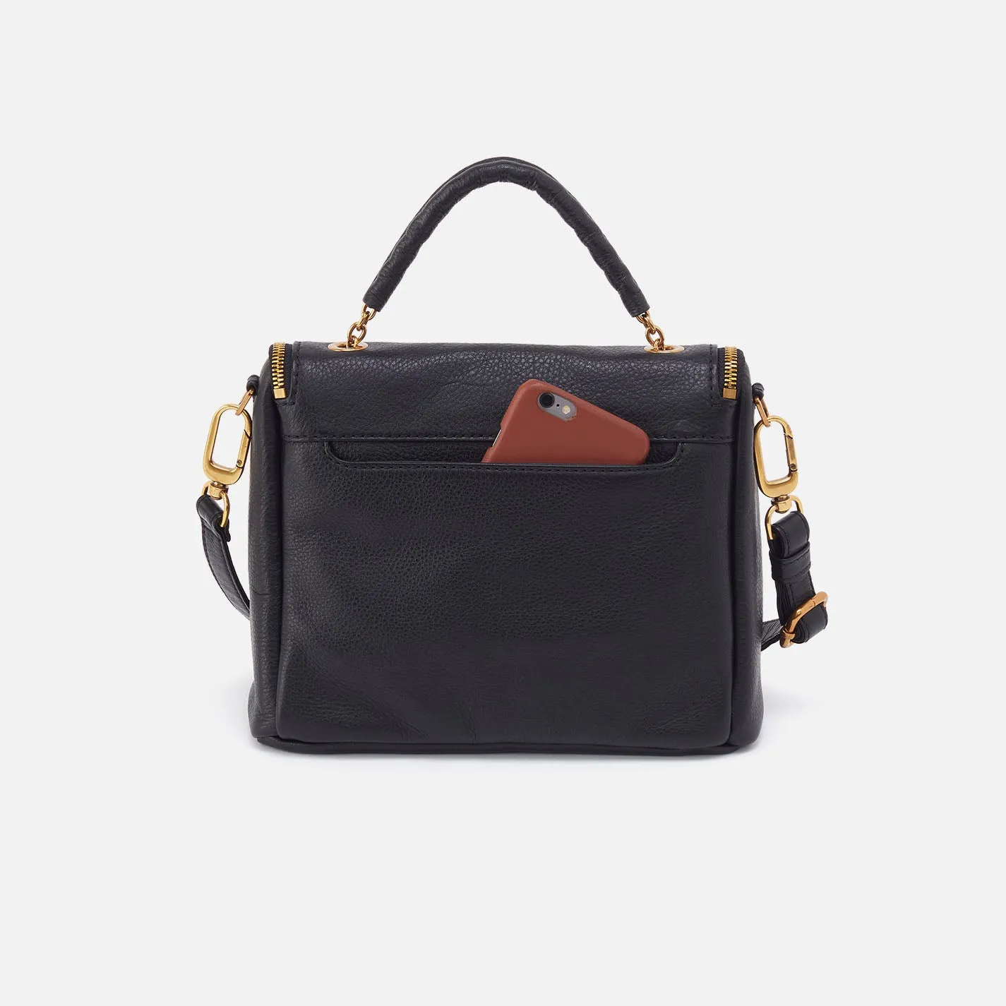 Fern Top Handle Satchel In Pebbled Leather - Black