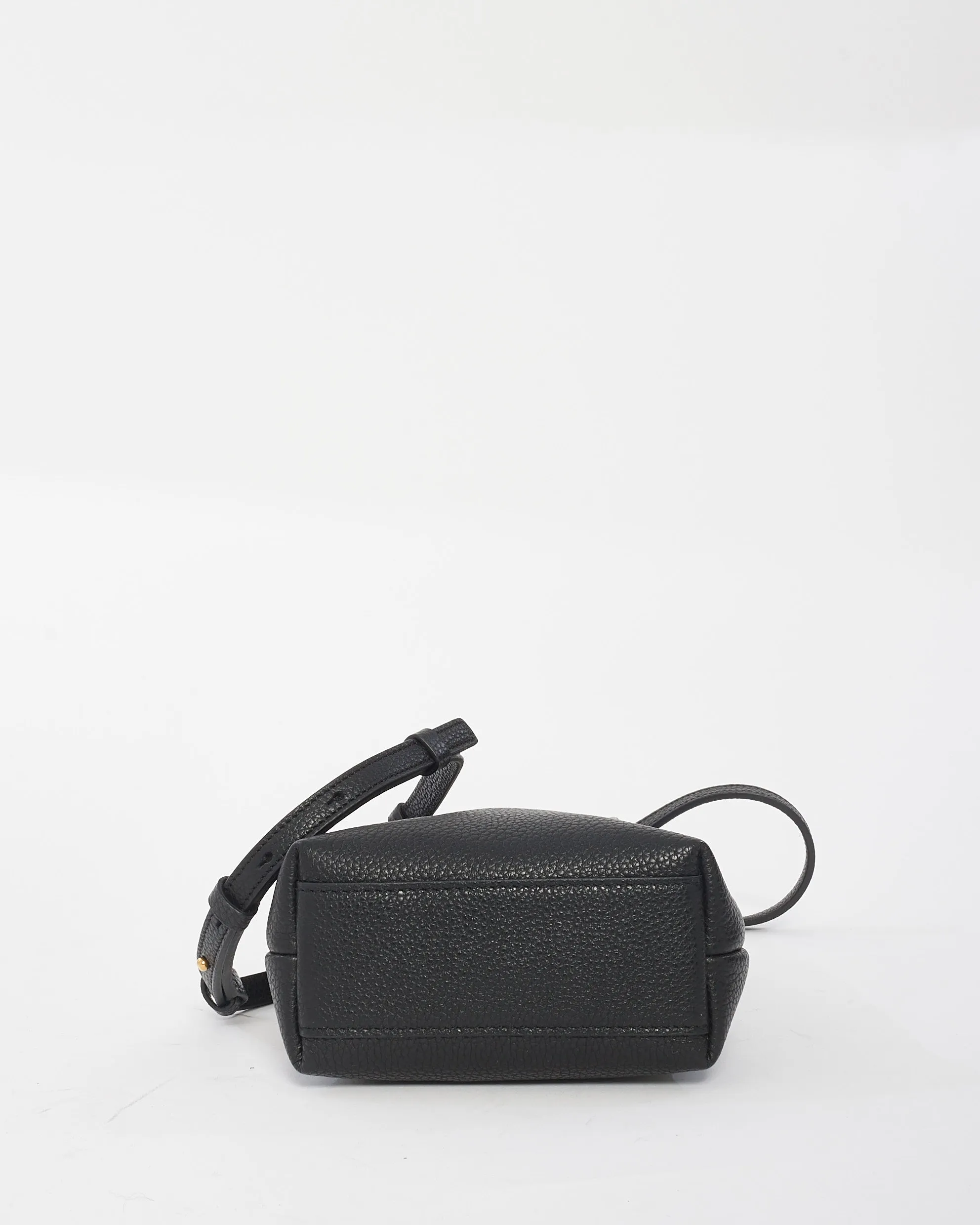 Ferragamo Black Leather Mini Grancini Crossbody Bag