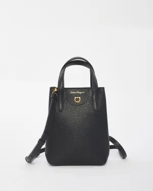 Ferragamo Black Leather Mini Grancini Crossbody Bag