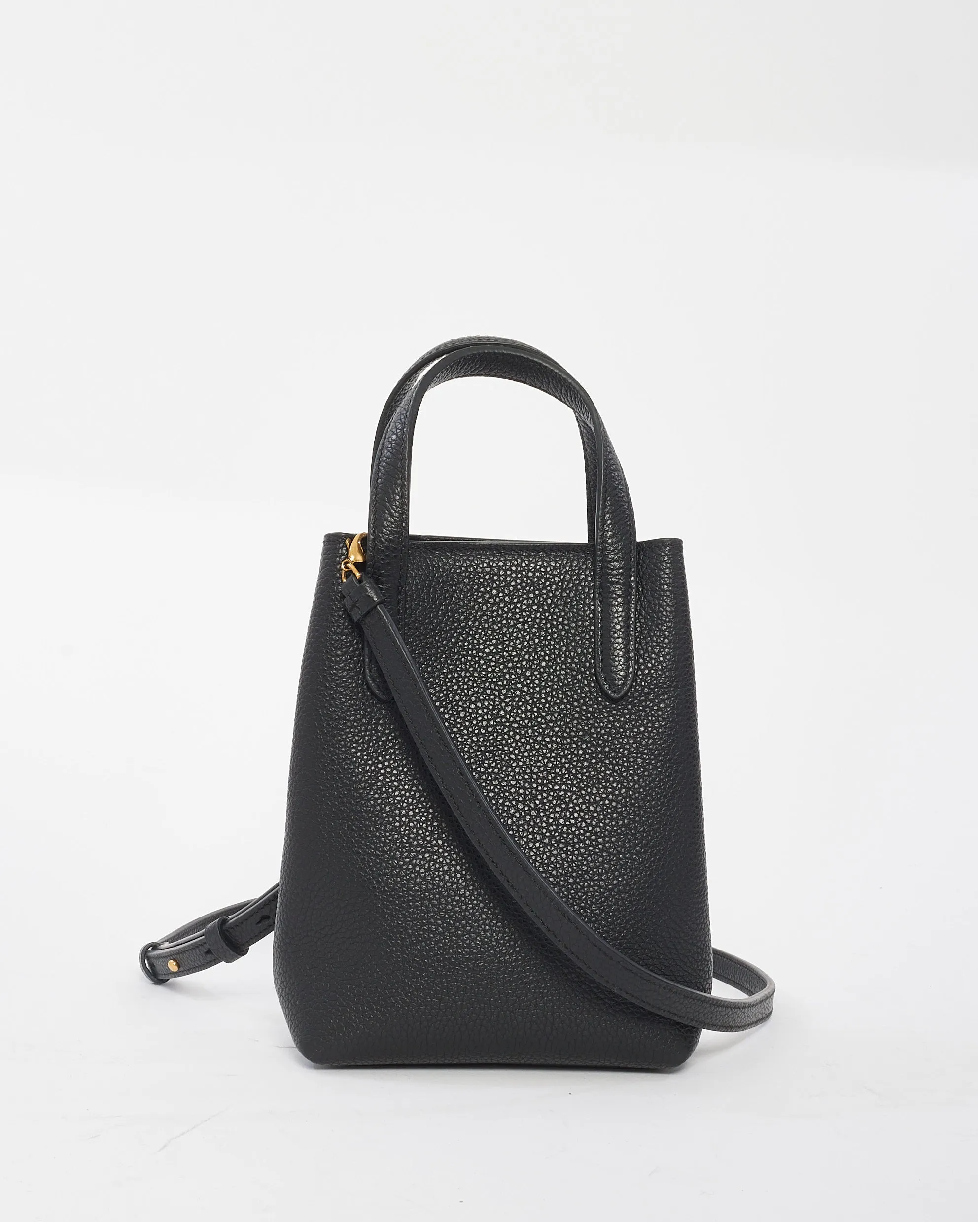Ferragamo Black Leather Mini Grancini Crossbody Bag