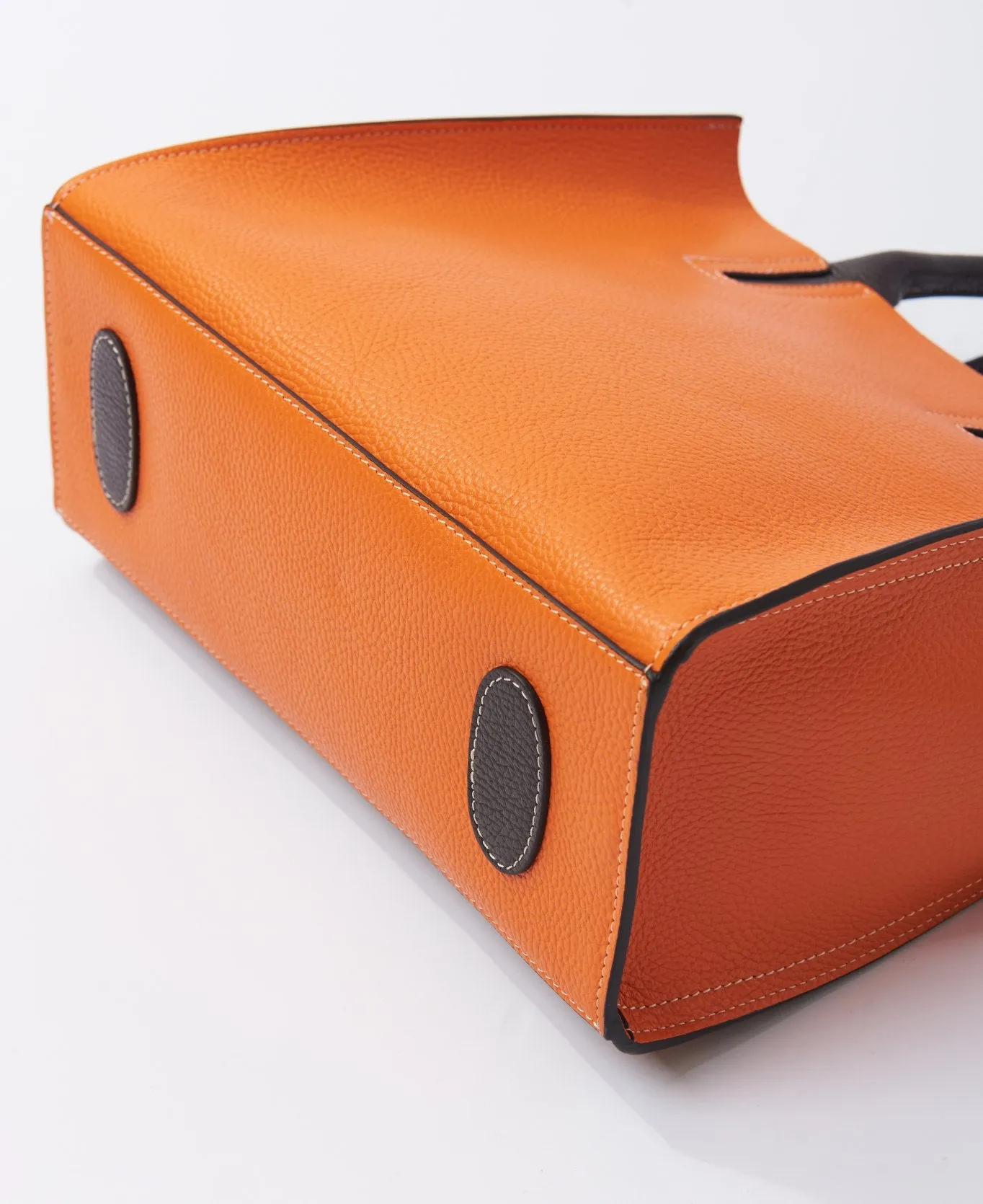 Florence Tote leather bag bi-colour orange and tan
