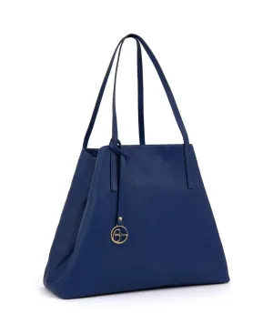 Frida tote leather bag blue denim