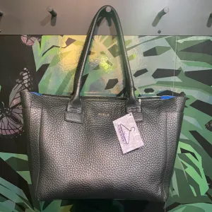 Furla Black Leather Top Handle Full Zip Tote Bag