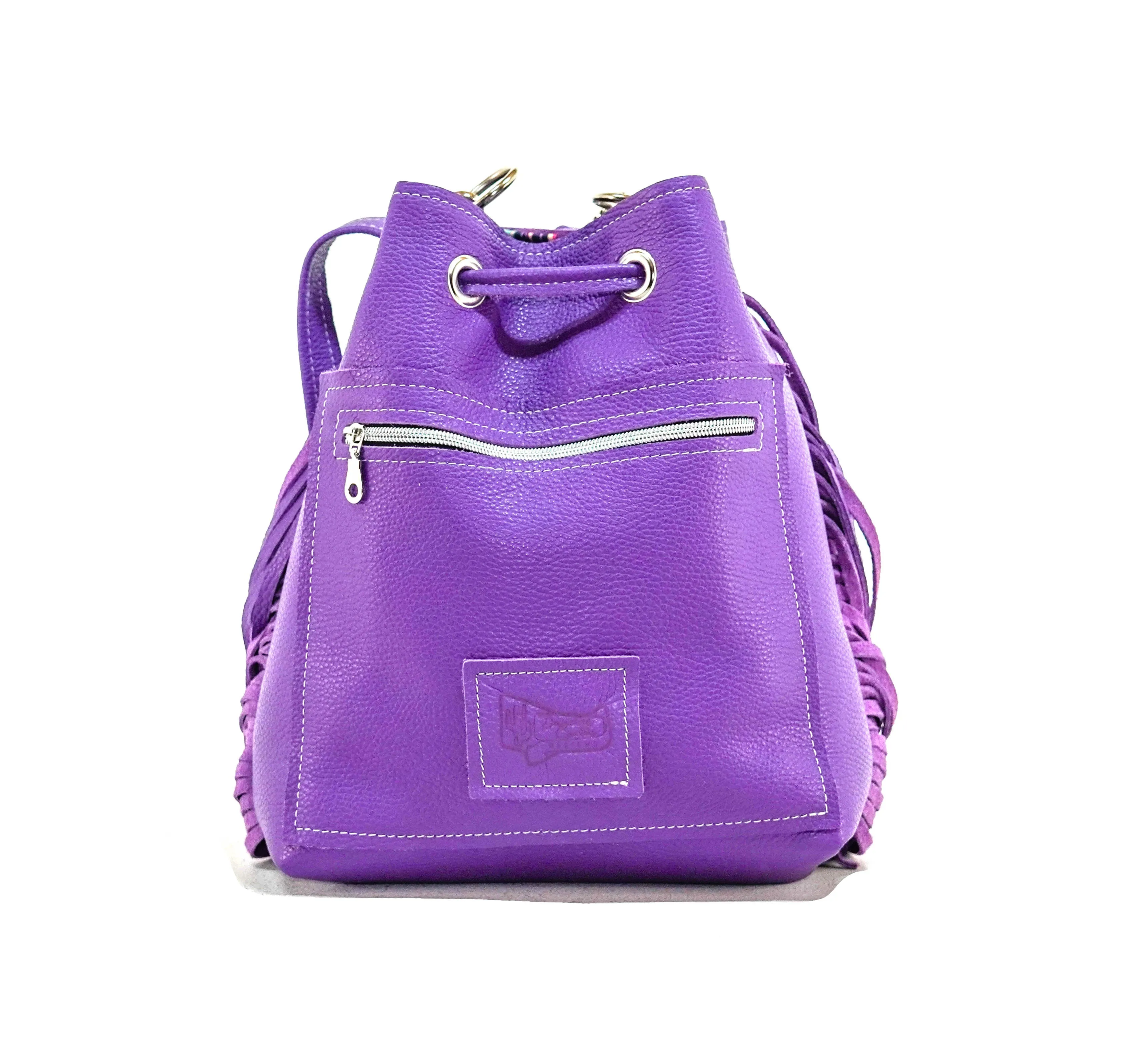 Gabby - Salt & Pepper w/ Purple Leather