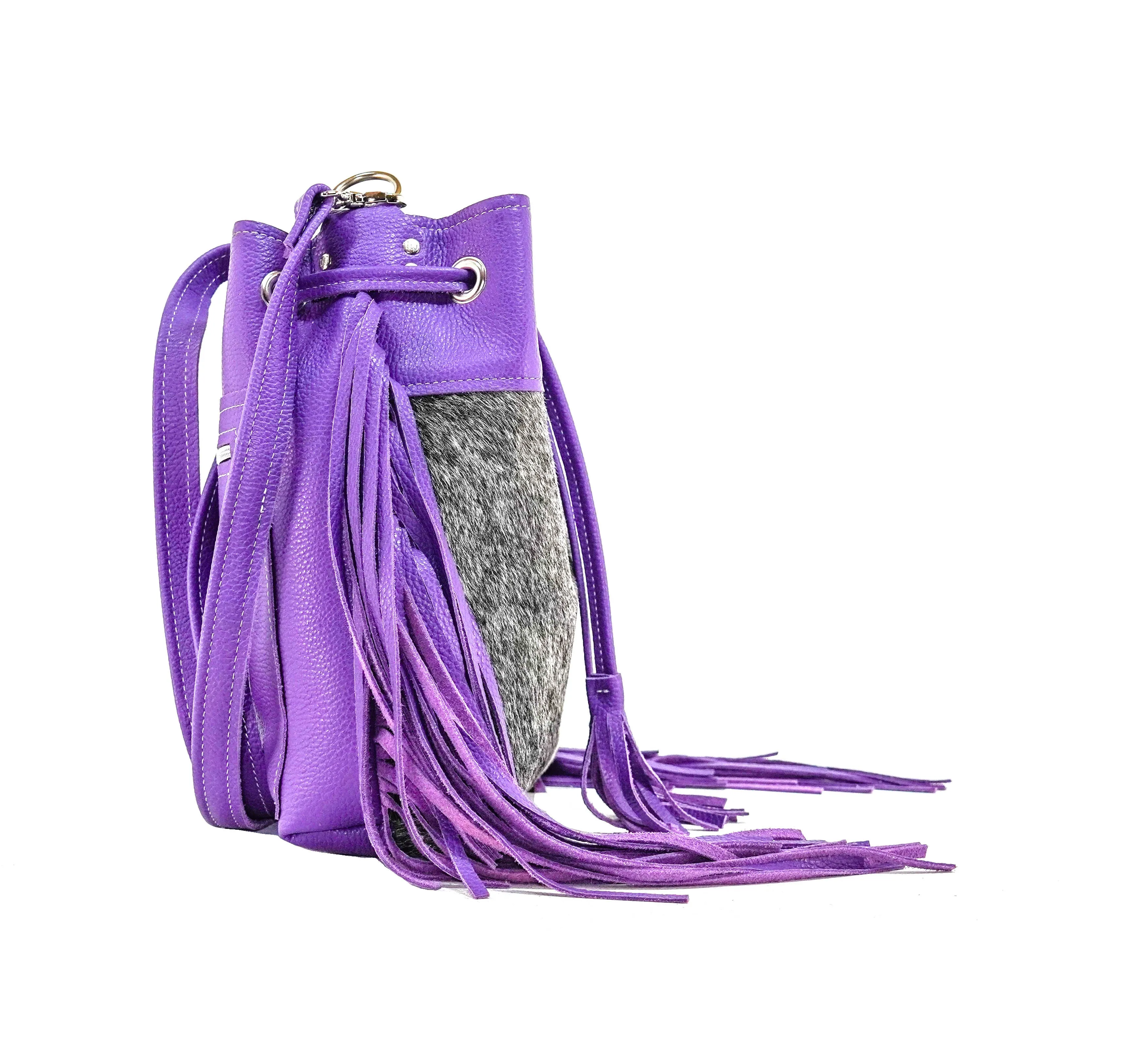 Gabby - Salt & Pepper w/ Purple Leather