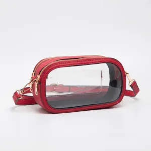 Game Day Stadium Clear Oval Crossbody Bags: Red