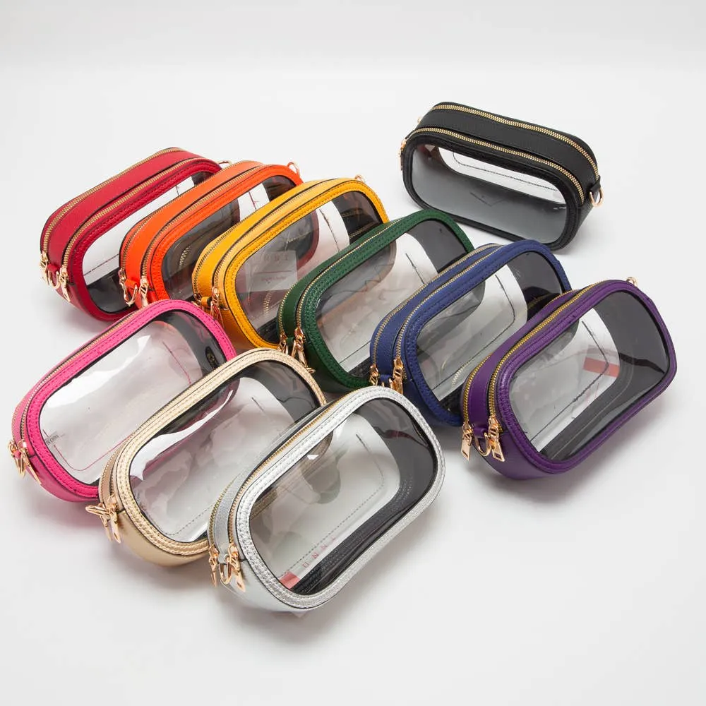 Game Day Stadium Clear Oval Crossbody Bags: Silver